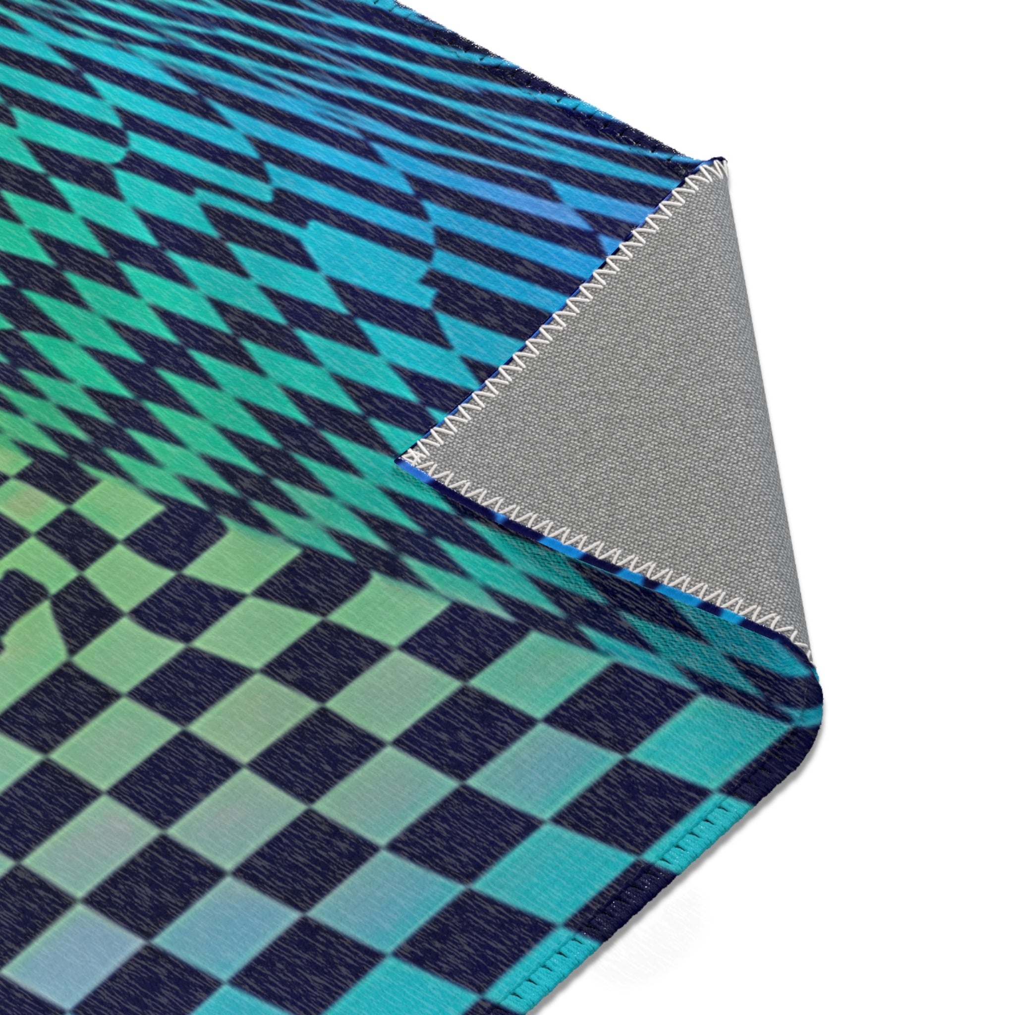 Psychedelic Wavy Checkerboard Area Rug | Trippy Optical Illusion Pattern