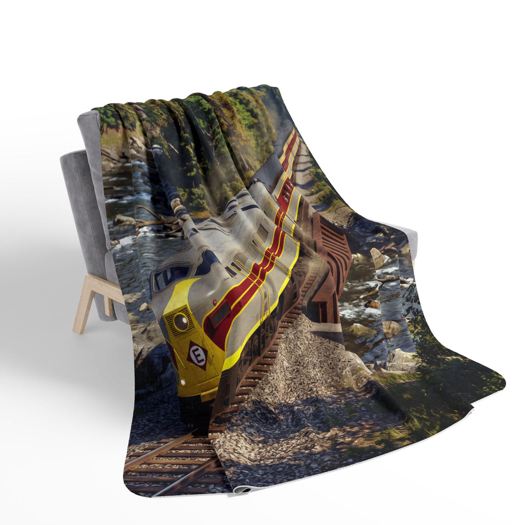 Vintage Streamlined Train Fleece Sherpa Blanket | Scenic Railroad Print