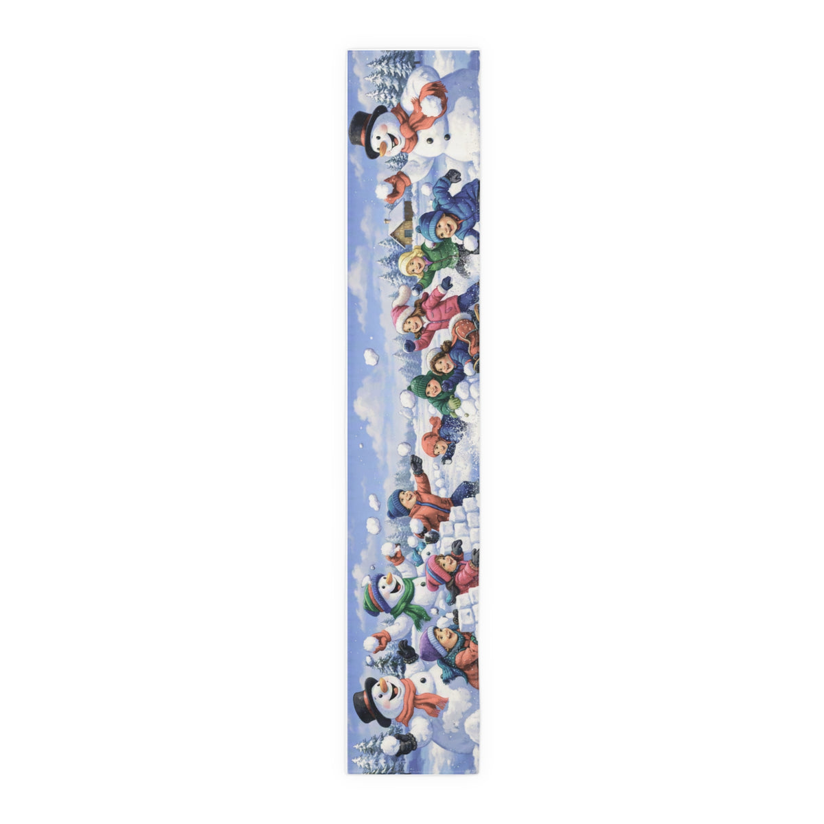 Snowball Fight Snowman Table Runner | Winter Christmas Table Decor