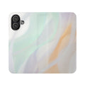 Pastel Marble Flip Case / Soft Watercolor Phone Wallet Cover with Card Slots
