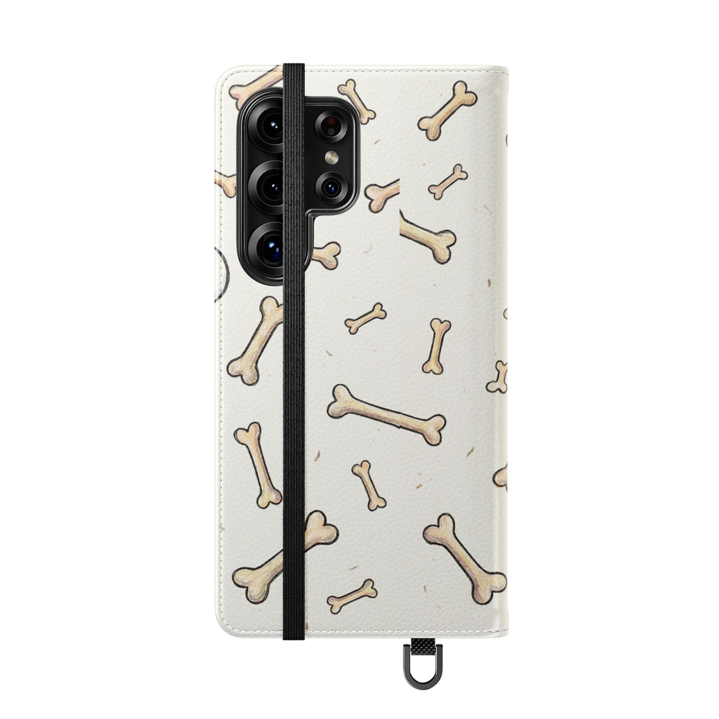 Pug & Bones Phone Flip Case / Cute Dog Wallet Cover