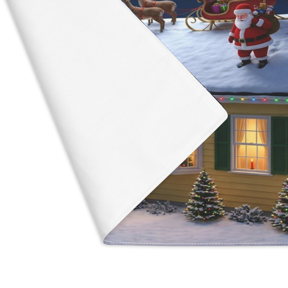 Santa Sleigh with Reindeer Placemat | Christmas Holiday Table Decor