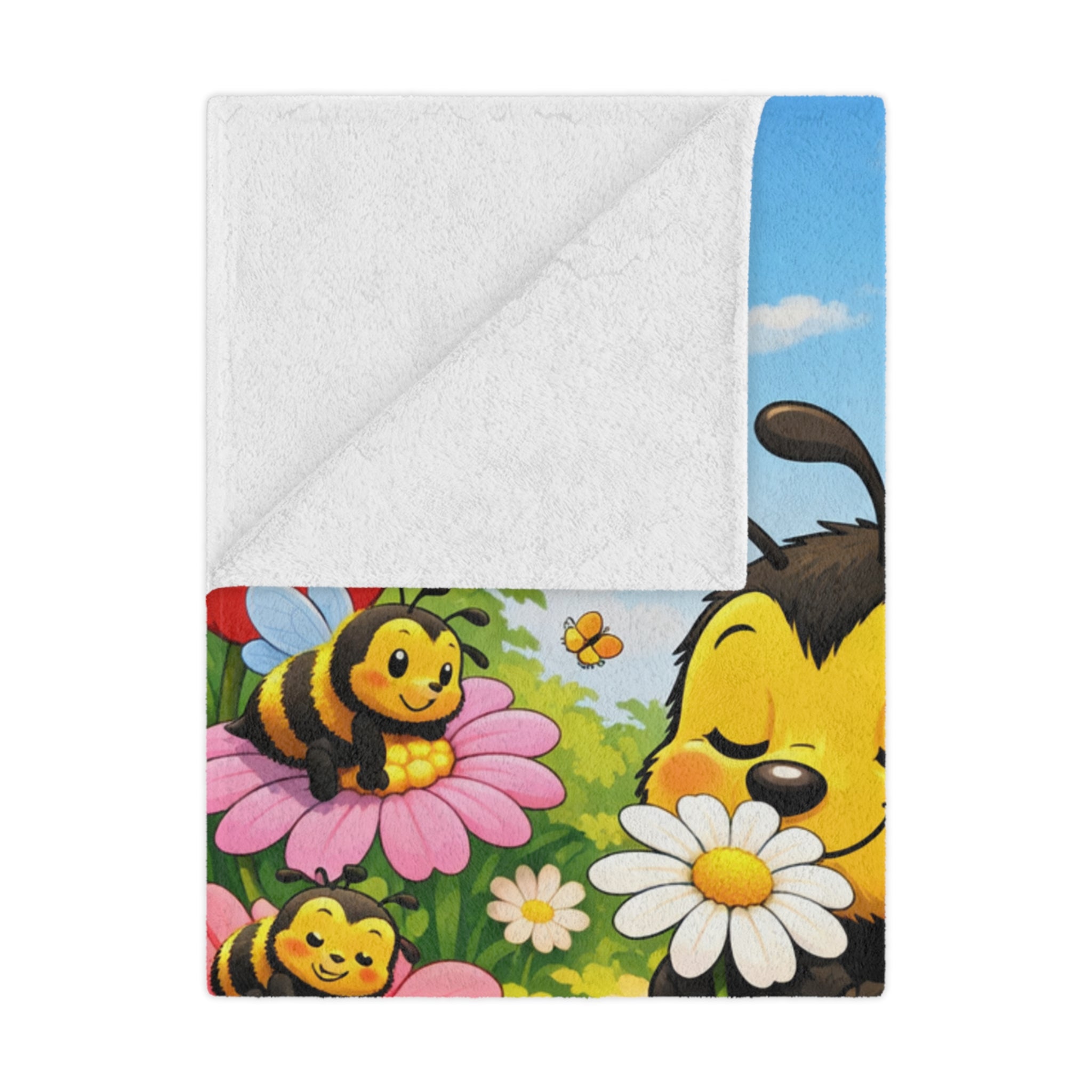 Cute Bee Minky Blanket — Cozy Floral Honeybee Throw for Kids & Nursery