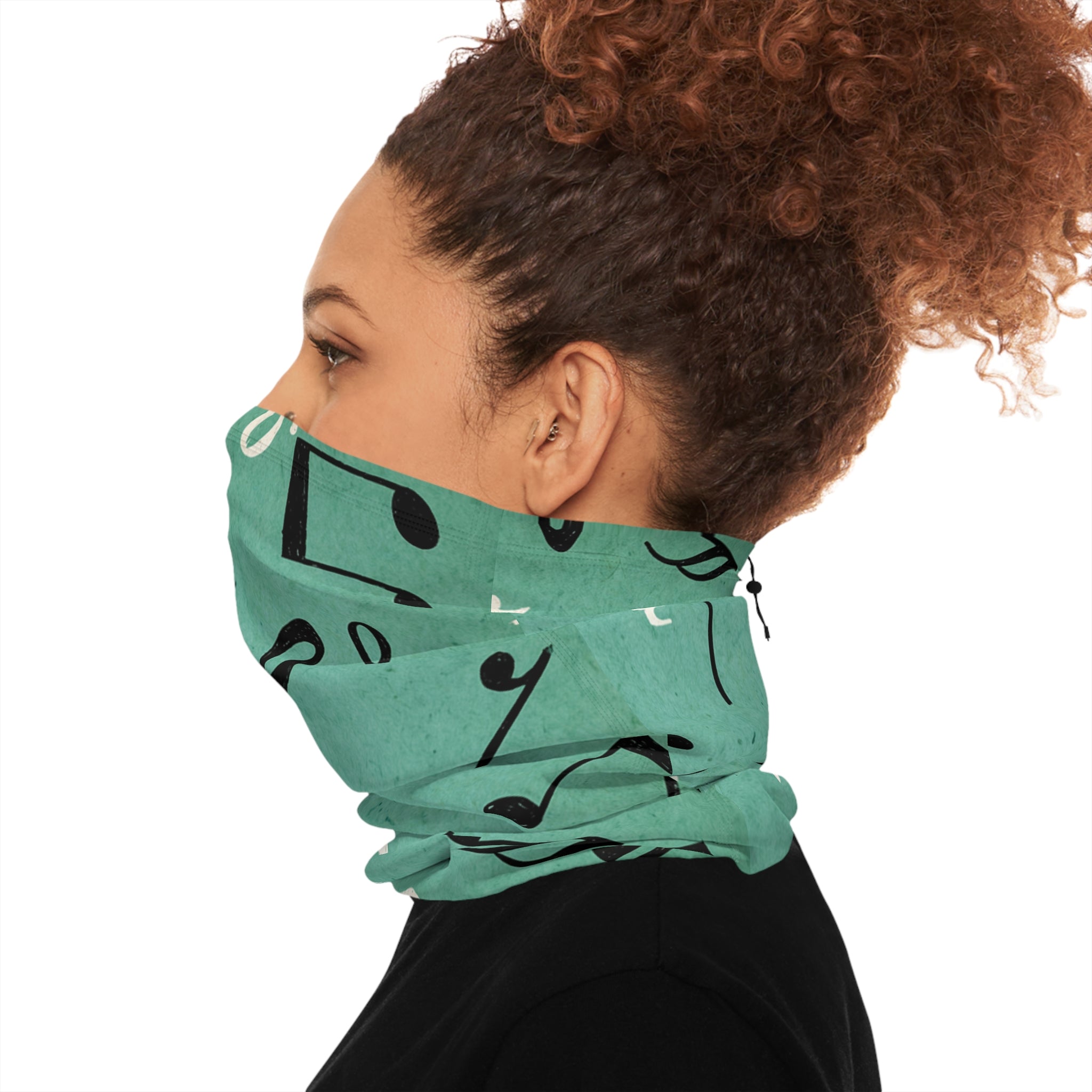 Music Notes Neck Gaiter | Winter Neck Gaiter With Drawstring