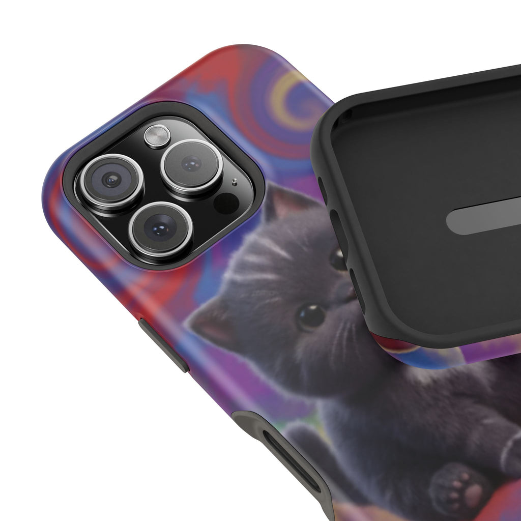 Kawaii Gray Kitten phone case | Impact-Resistant Case