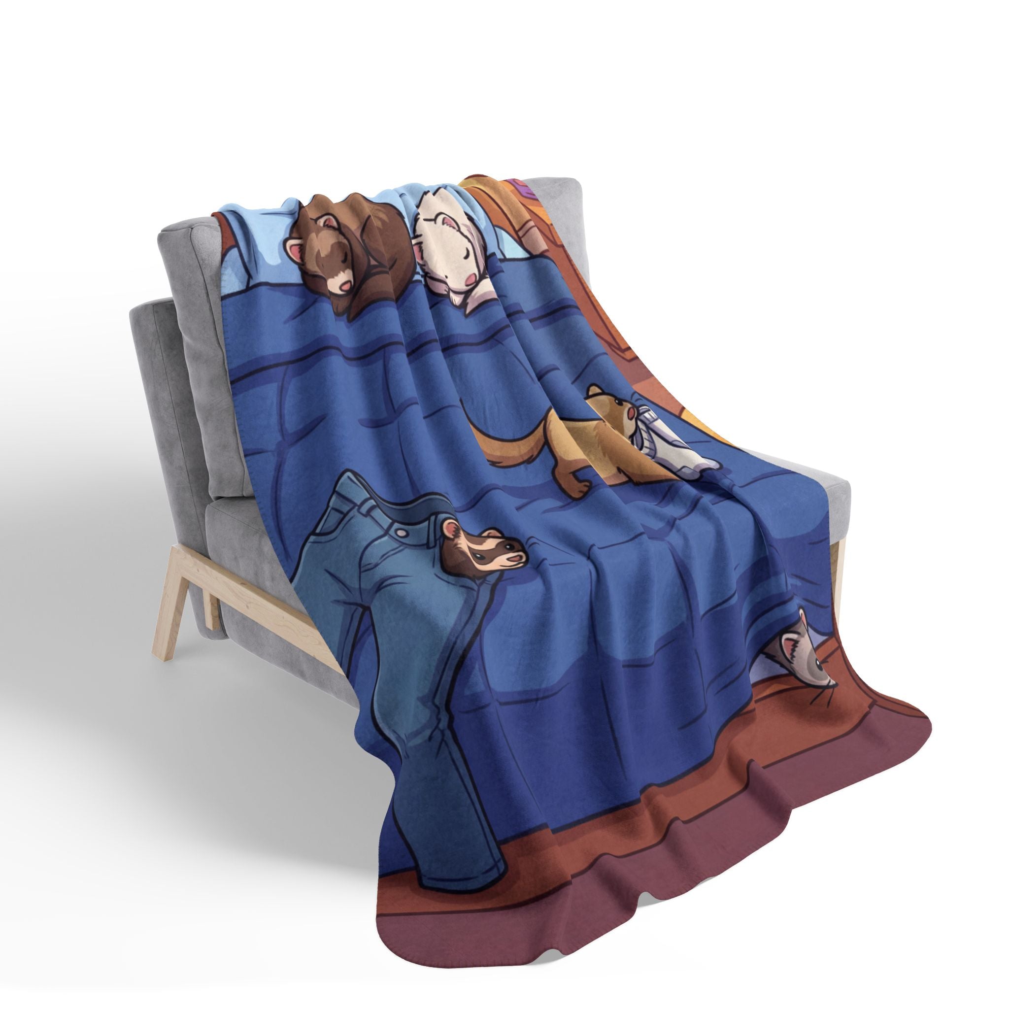 Ferret Fun/ Fleece Sherpa Blanket