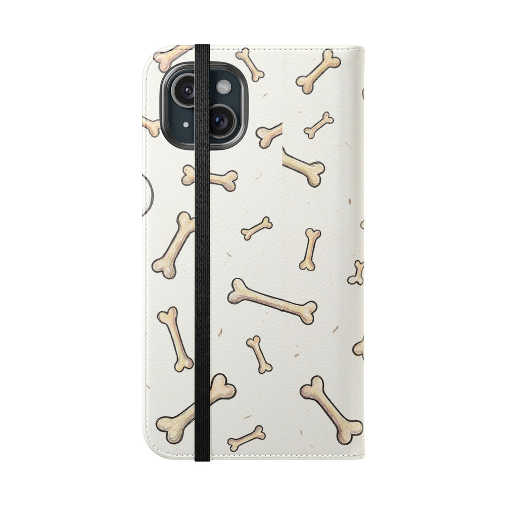 Pug & Bones Phone Flip Case / Cute Dog Wallet Cover