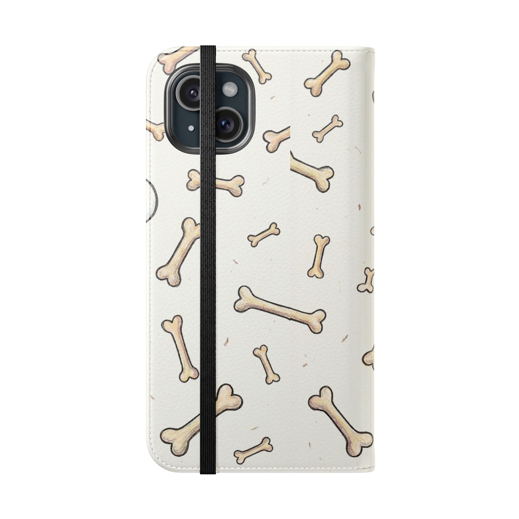 Pug & Bones Phone Flip Case / Cute Dog Wallet Cover