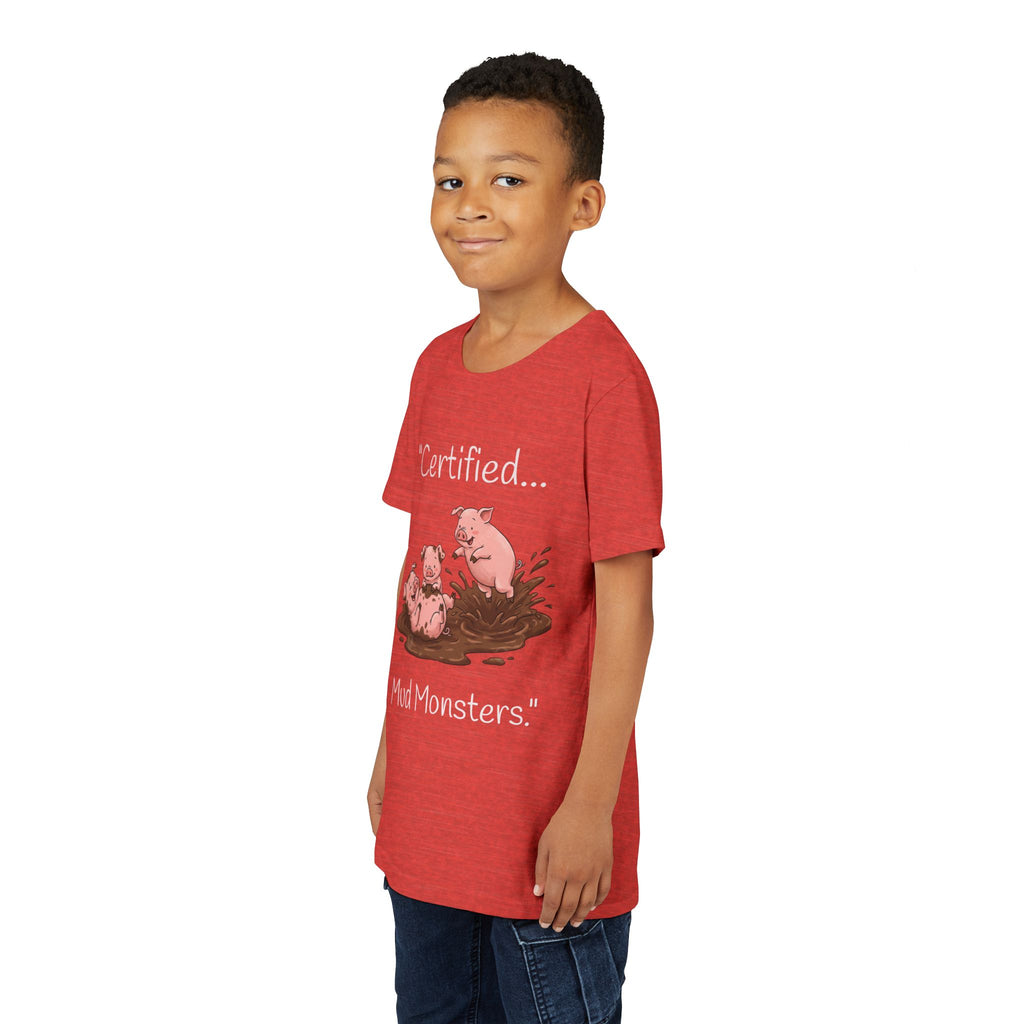 Youth Tee / "Certified Mud Monsters" Playful Piglets Graphic