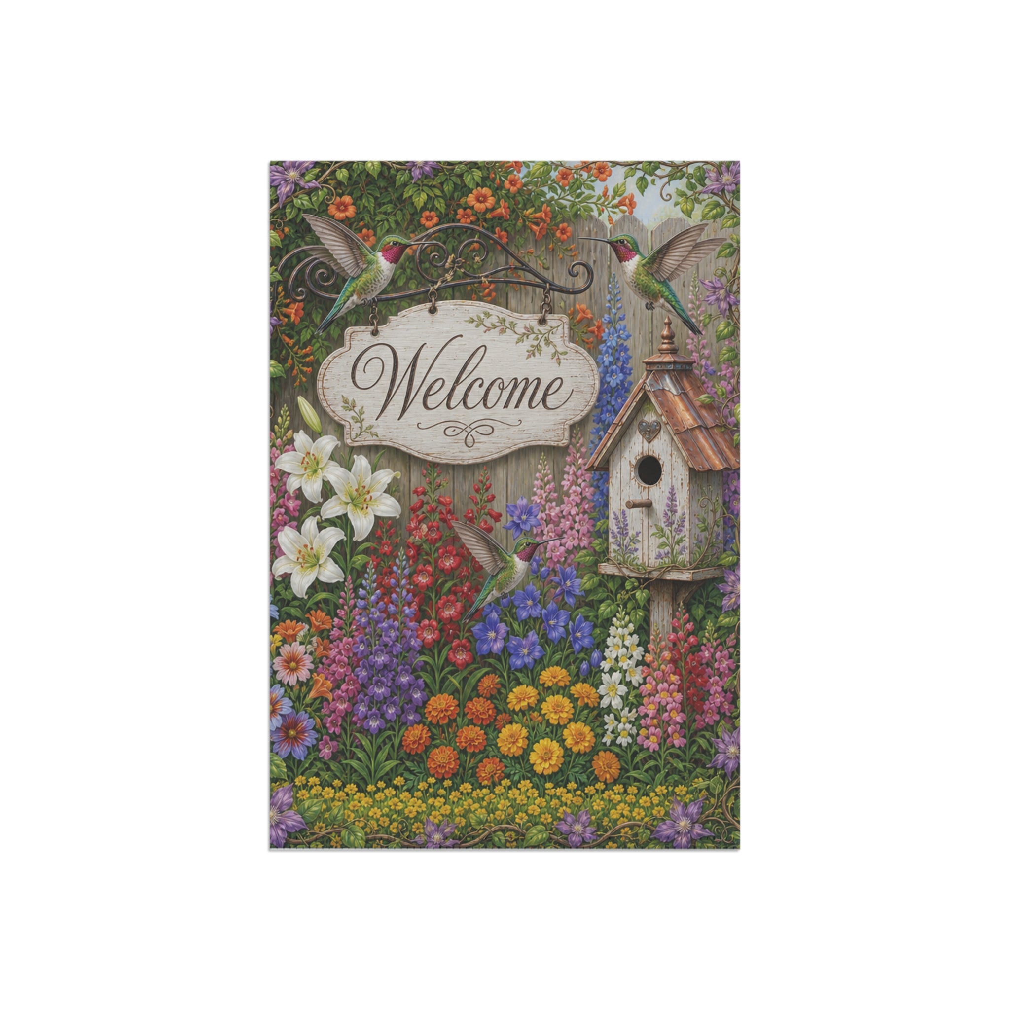 Cottage Garden Floral Banner | House Welcome Flag