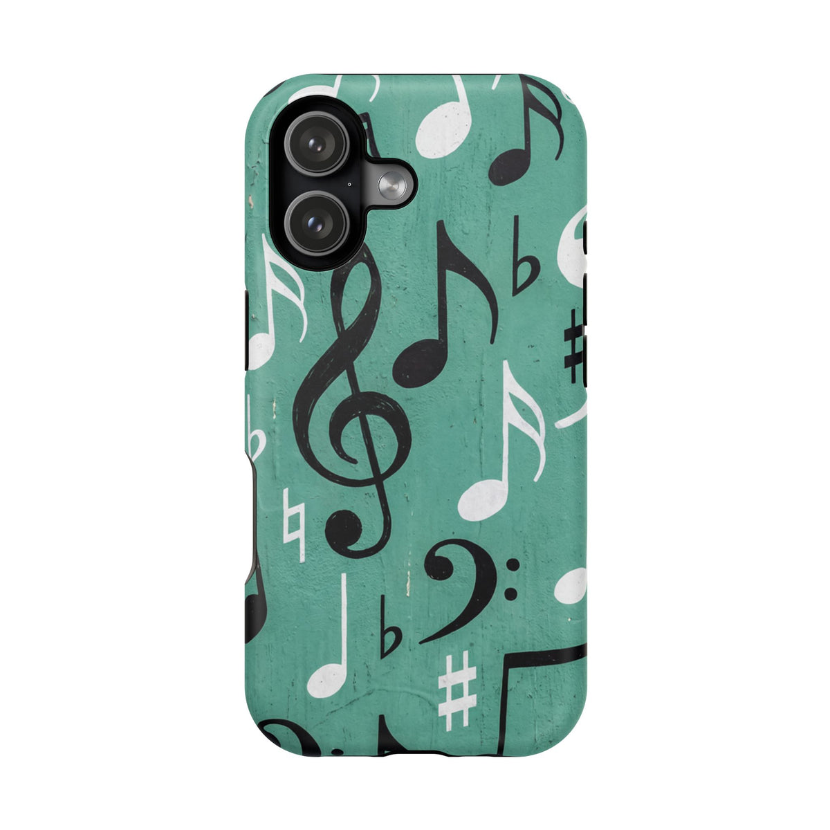 Teal Music Notes Phone Case | Impact-Resistant Case