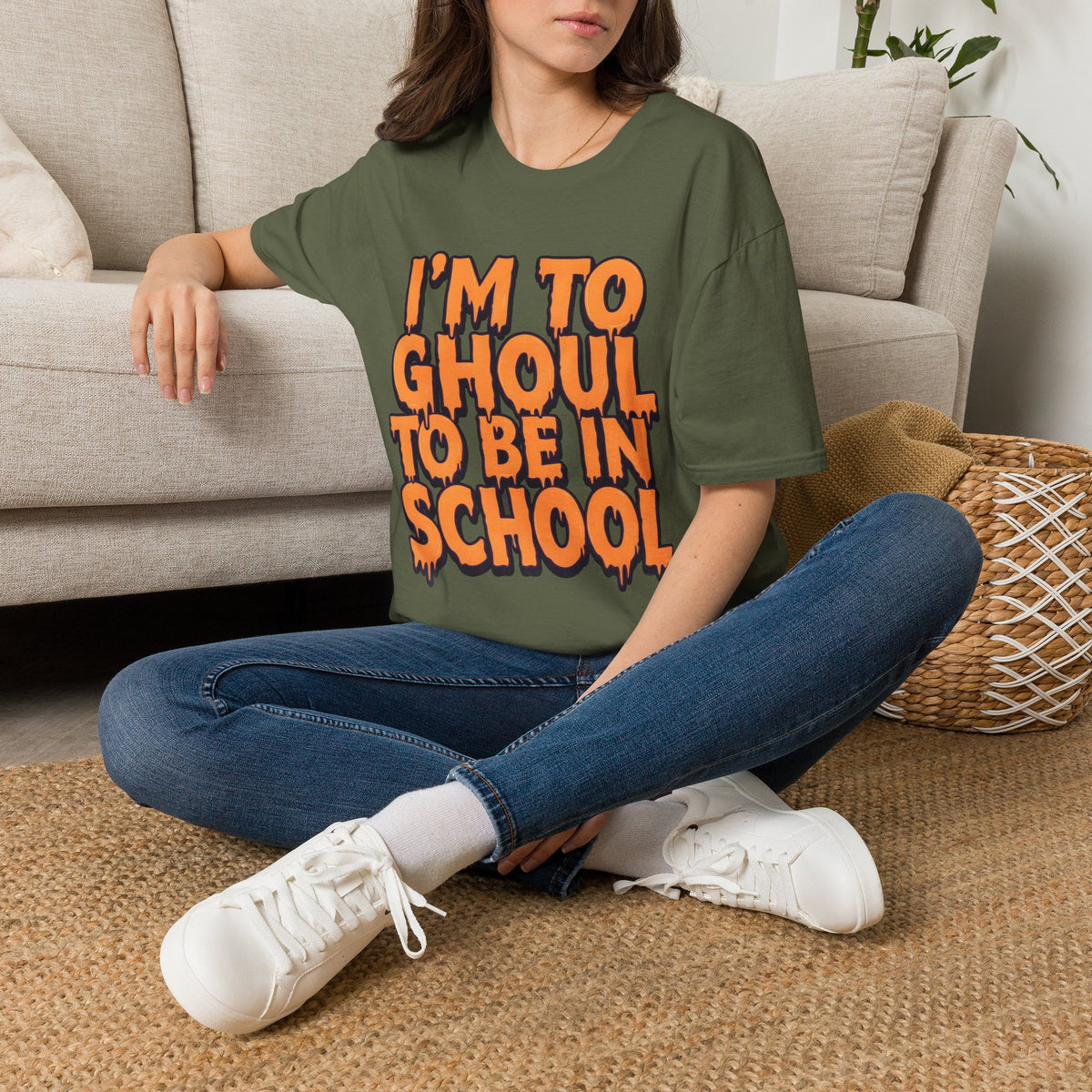 I'm Too Ghoul for School T-Shirt | Drippy Orange Halloween Graphic – Funny Unisex Cotton Tee