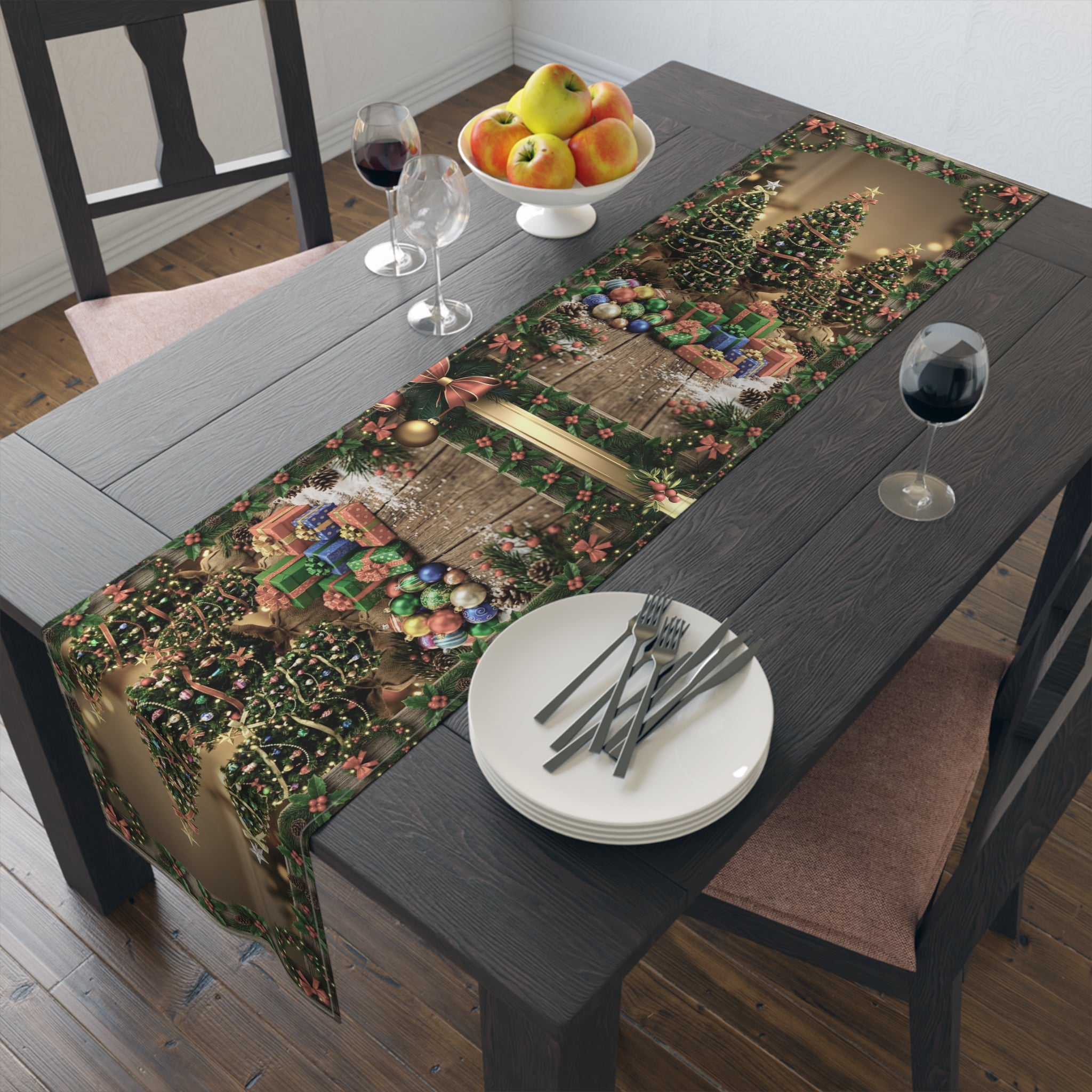 Christmas Tree Table Runner | Holiday Dining Decor