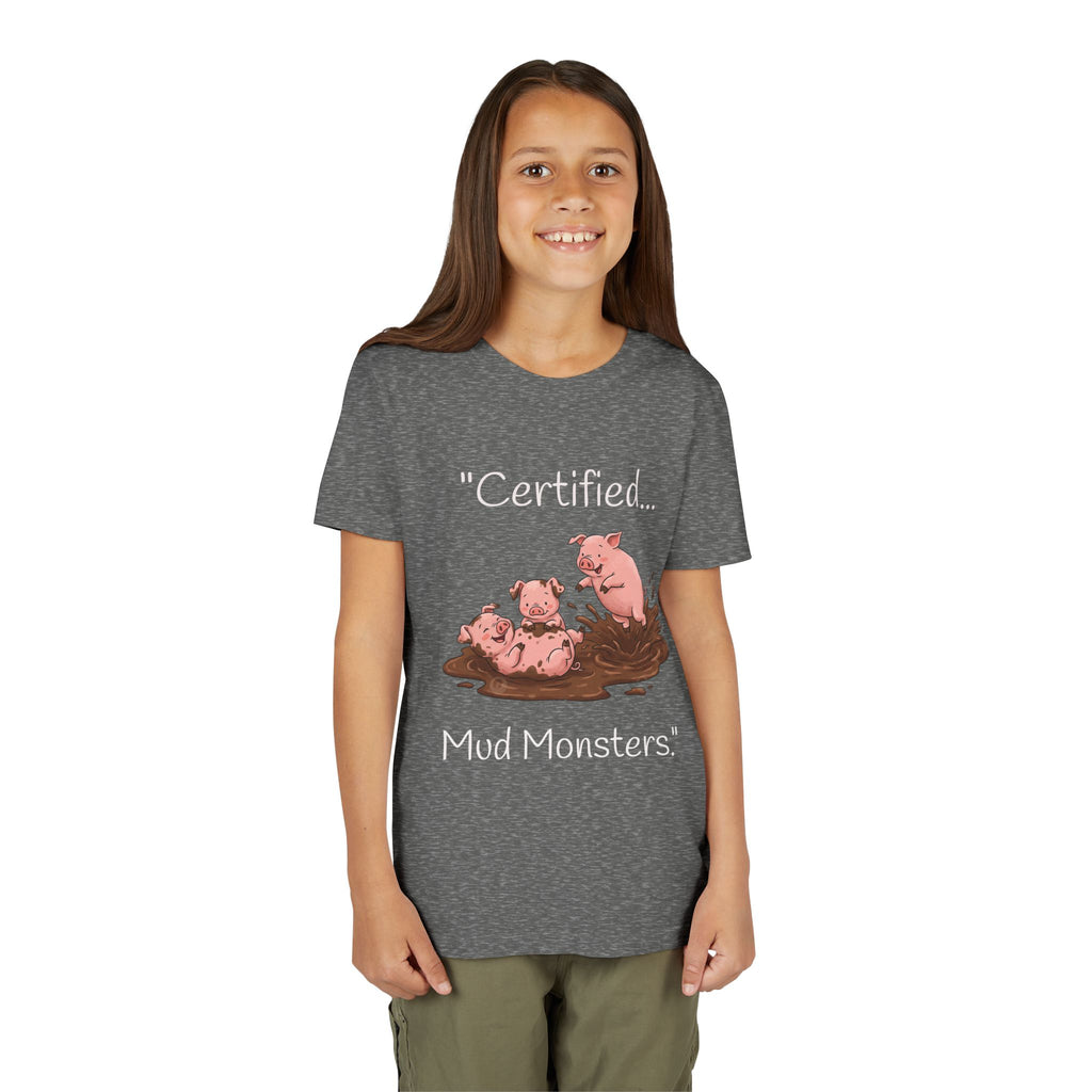 Youth Tee / "Certified Mud Monsters" Playful Piglets Graphic