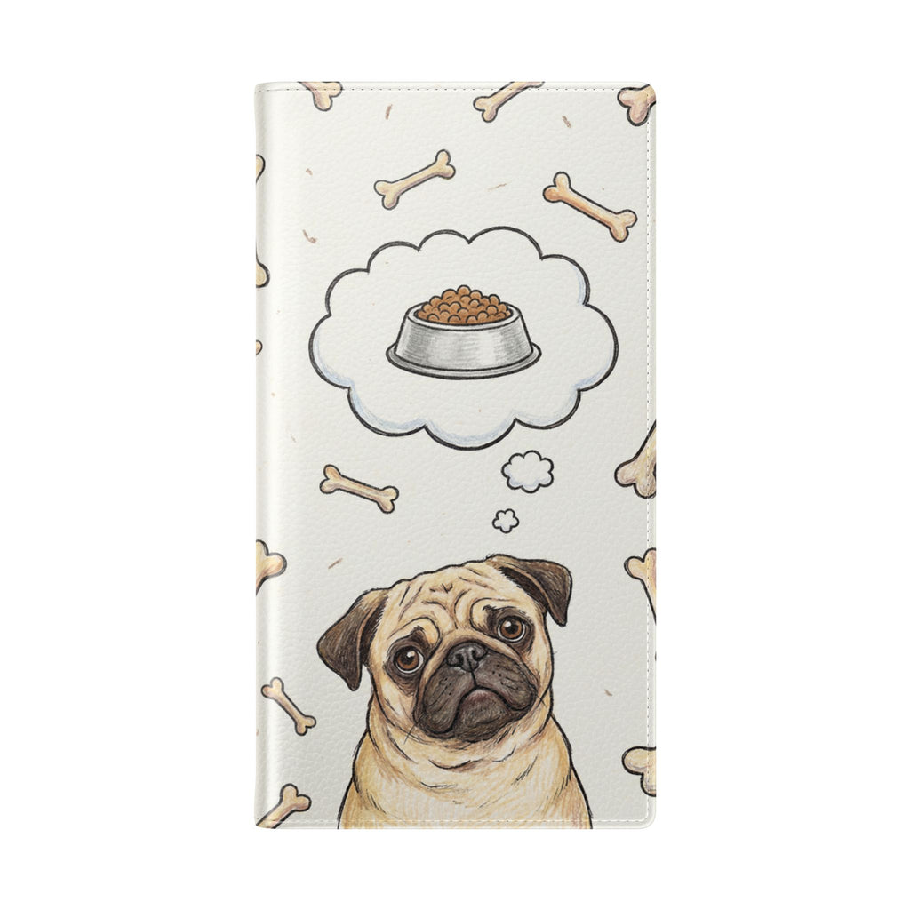 Pug & Bones Phone Flip Case / Cute Dog Wallet Cover
