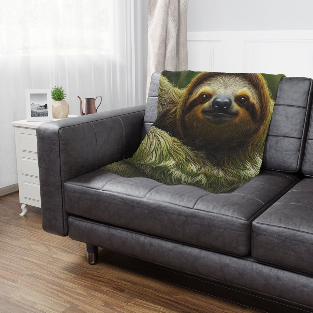 Sloth Plush Minky Blanket / Cozy Tropical Animal Throw