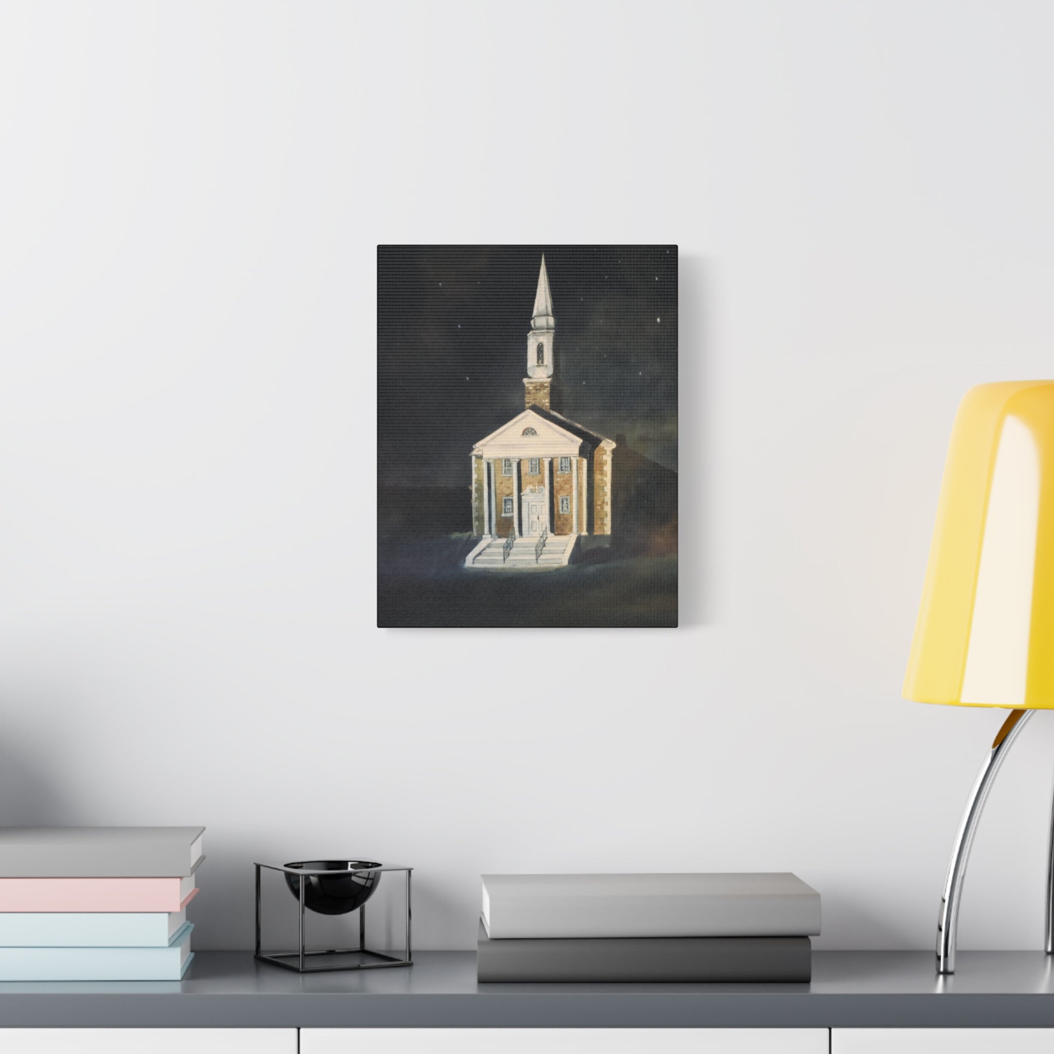 Nighttime Church Painting/ Matte Canvas