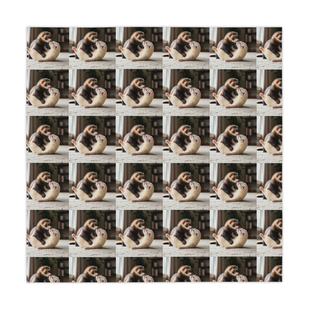 Cozy Ferret Pattern Tablecloth / Cute Repeating Ferret Print