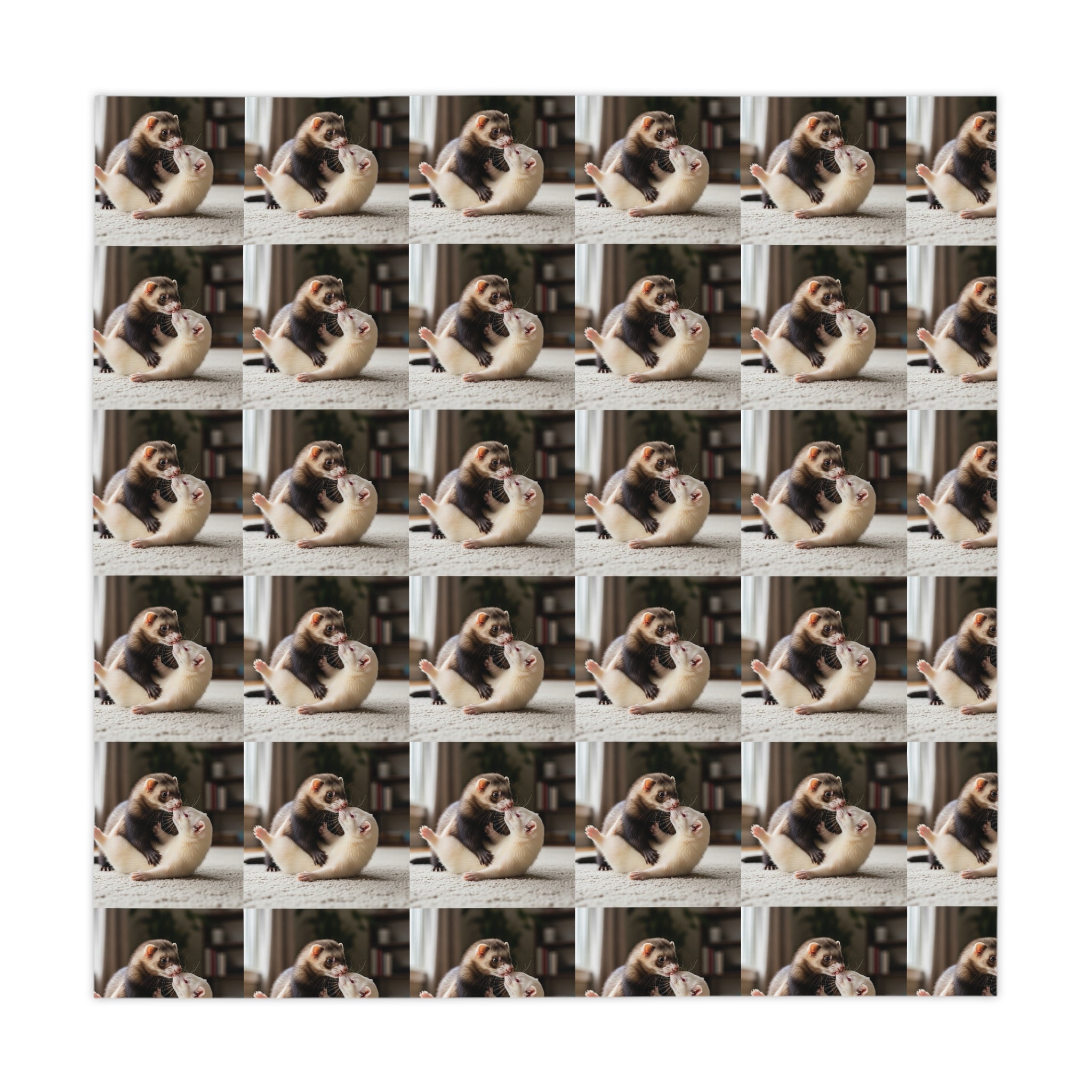 Cozy Ferret Pattern Tablecloth / Cute Repeating Ferret Print