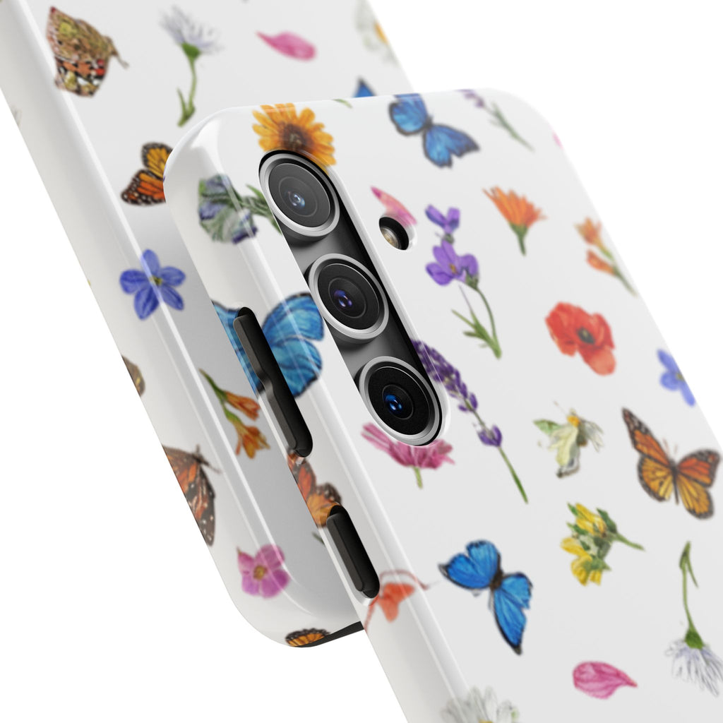 Butterfly Meadow Tough Phone Case / Floral Protective Phone Cover
