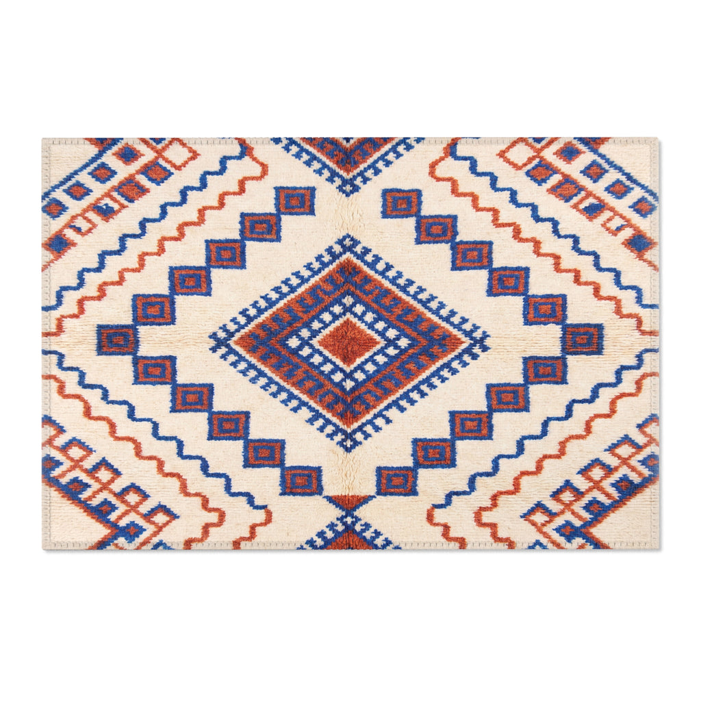 Southwestern Diamond Pattern Area Rug | Blue Rust Geometric