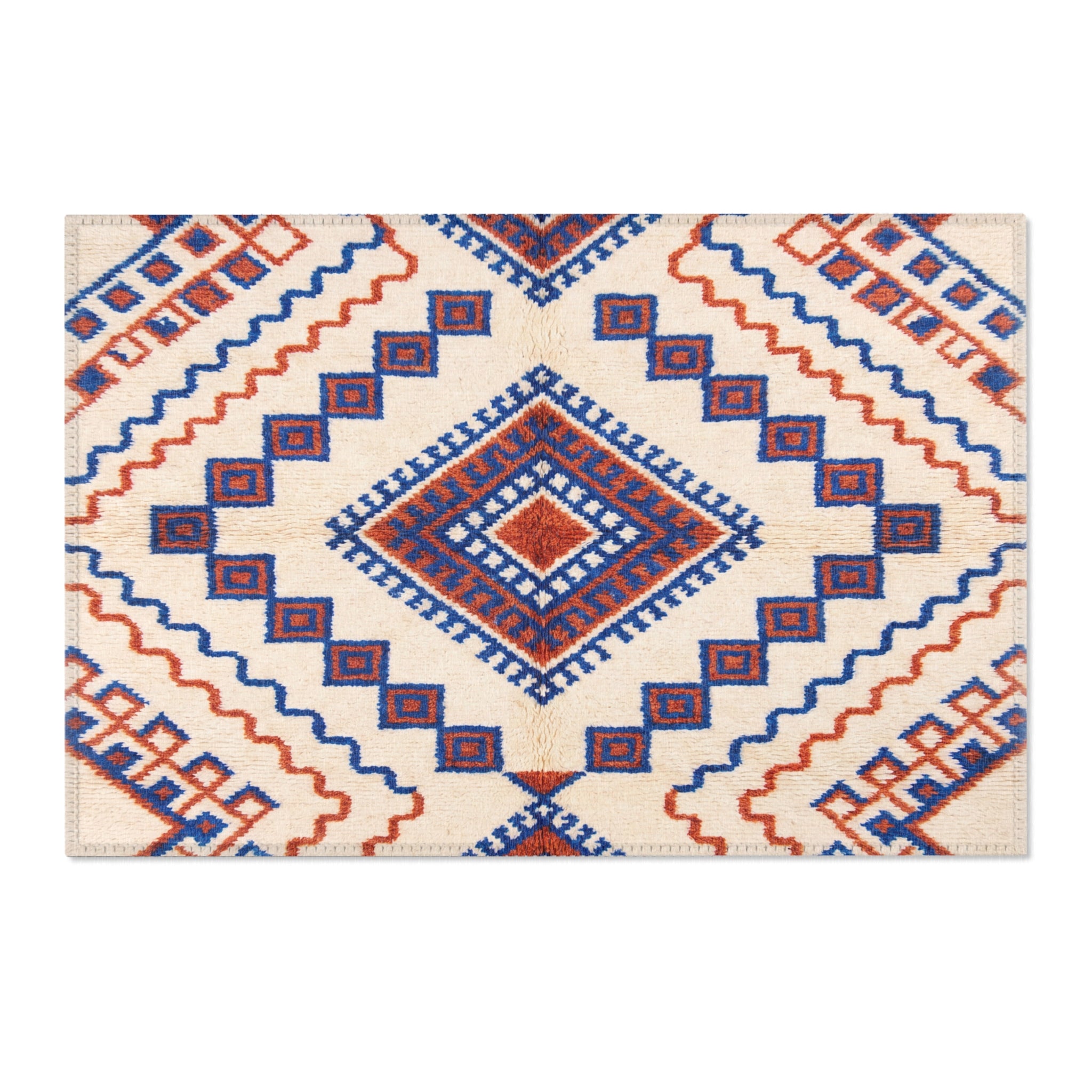 Southwestern Diamond Pattern Area Rug | Blue Rust Geometric