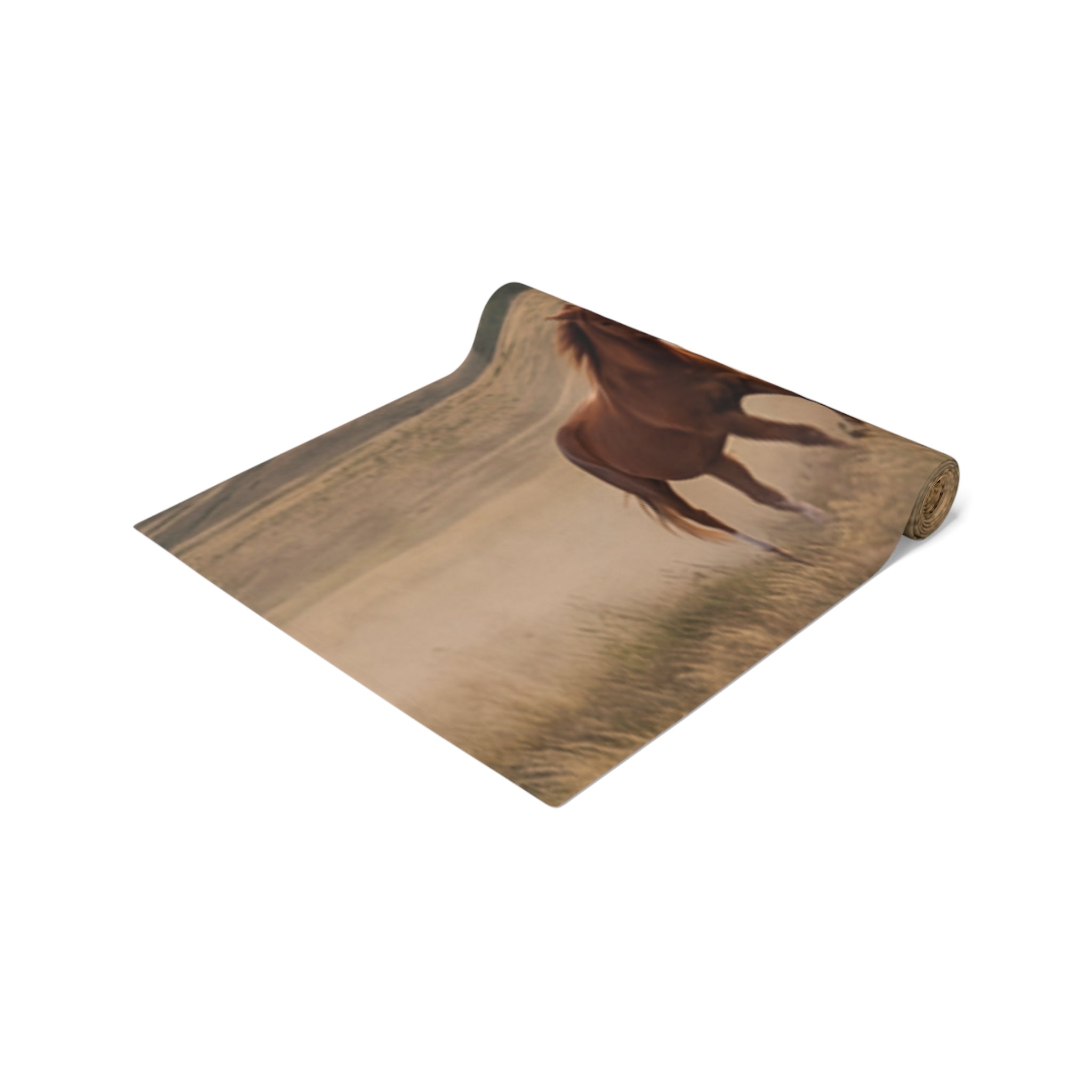 Horse Herd Table Runner - Rustic Galloping Horses Cotton-Poly Dining Decor