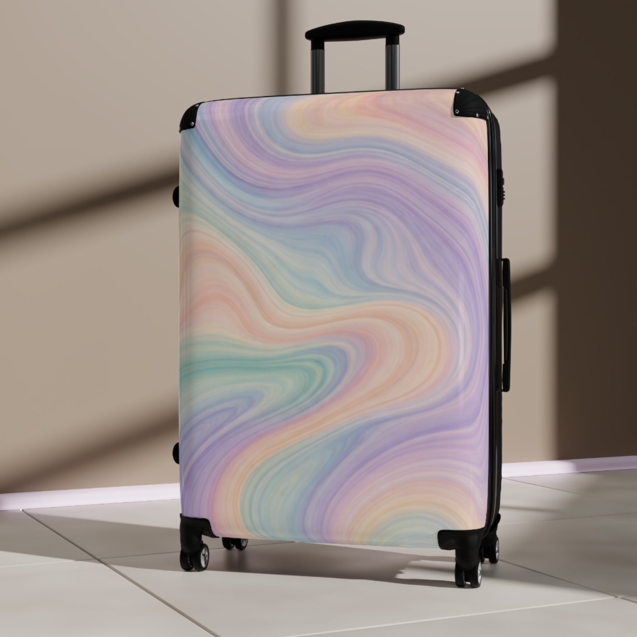 Psychedelic Swirl Colorful Marble Suitcase | Retro Travel Luggage