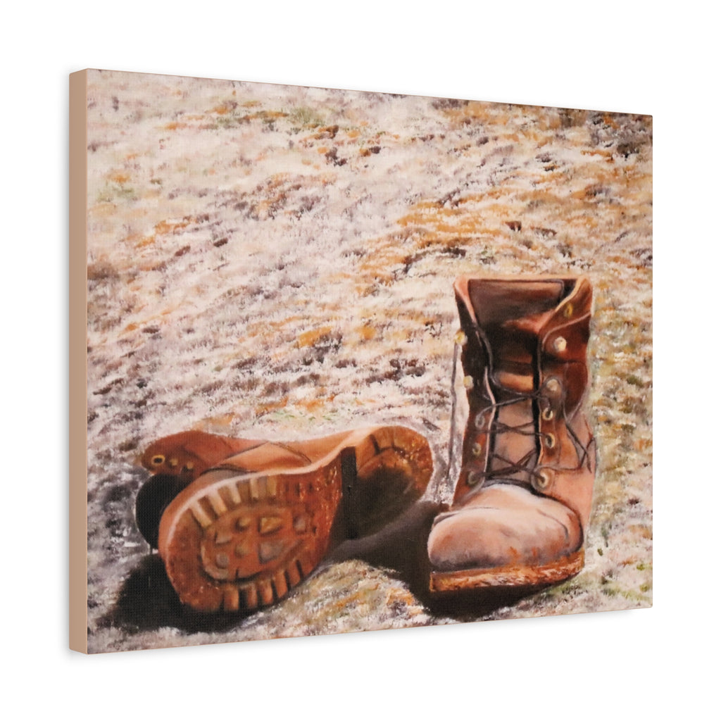 Worn Leather Boots Canvas