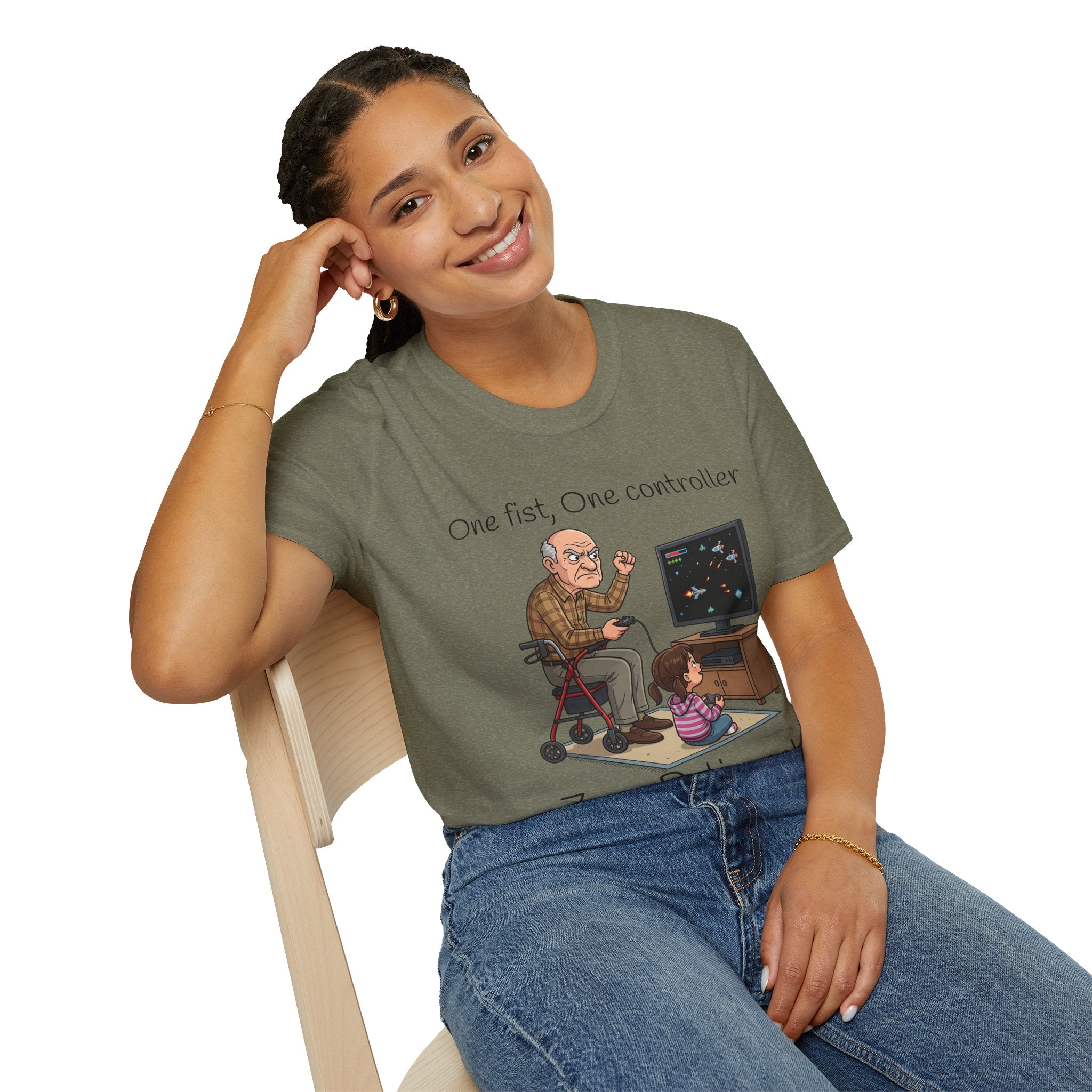 T-Shirt/One Fist One Controller tee |Zero Patience/Grandpa Gaming Design