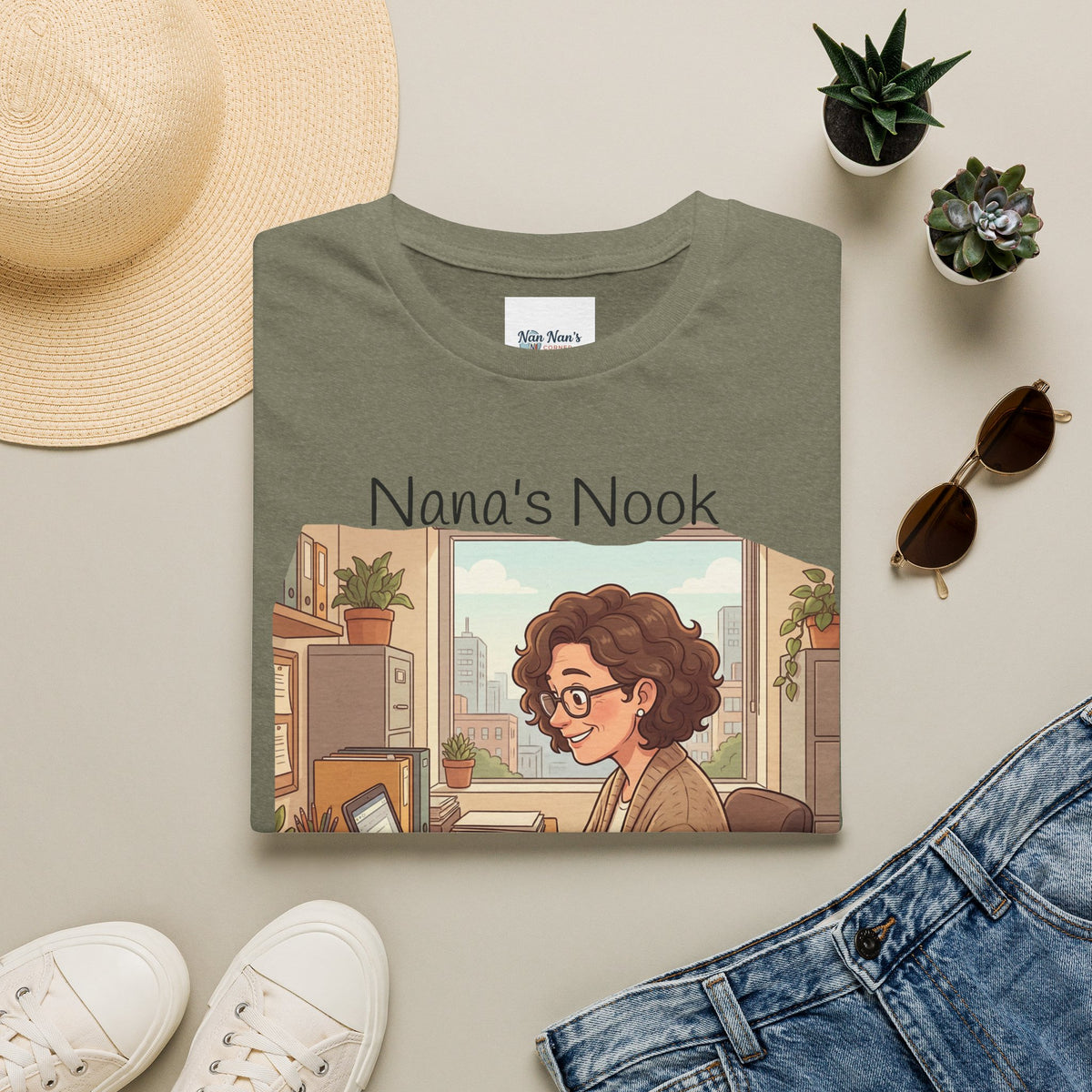 T-Shirt / "Nana's Nook: My Manager Has Whiskers" Cozy Grandma Cat Lover Tee