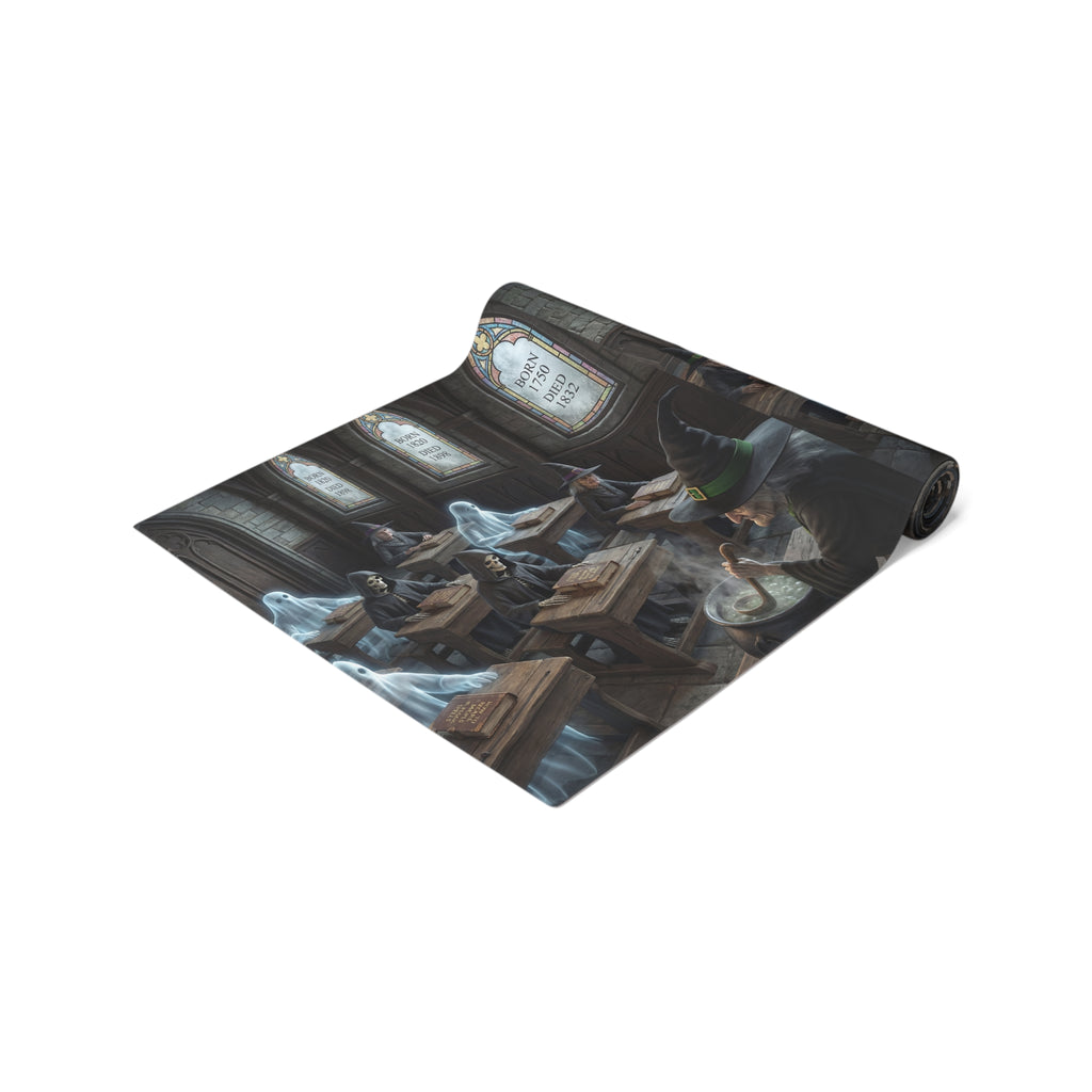 Haunted School Room Scene Table Runner | Halloween Gothic Decor