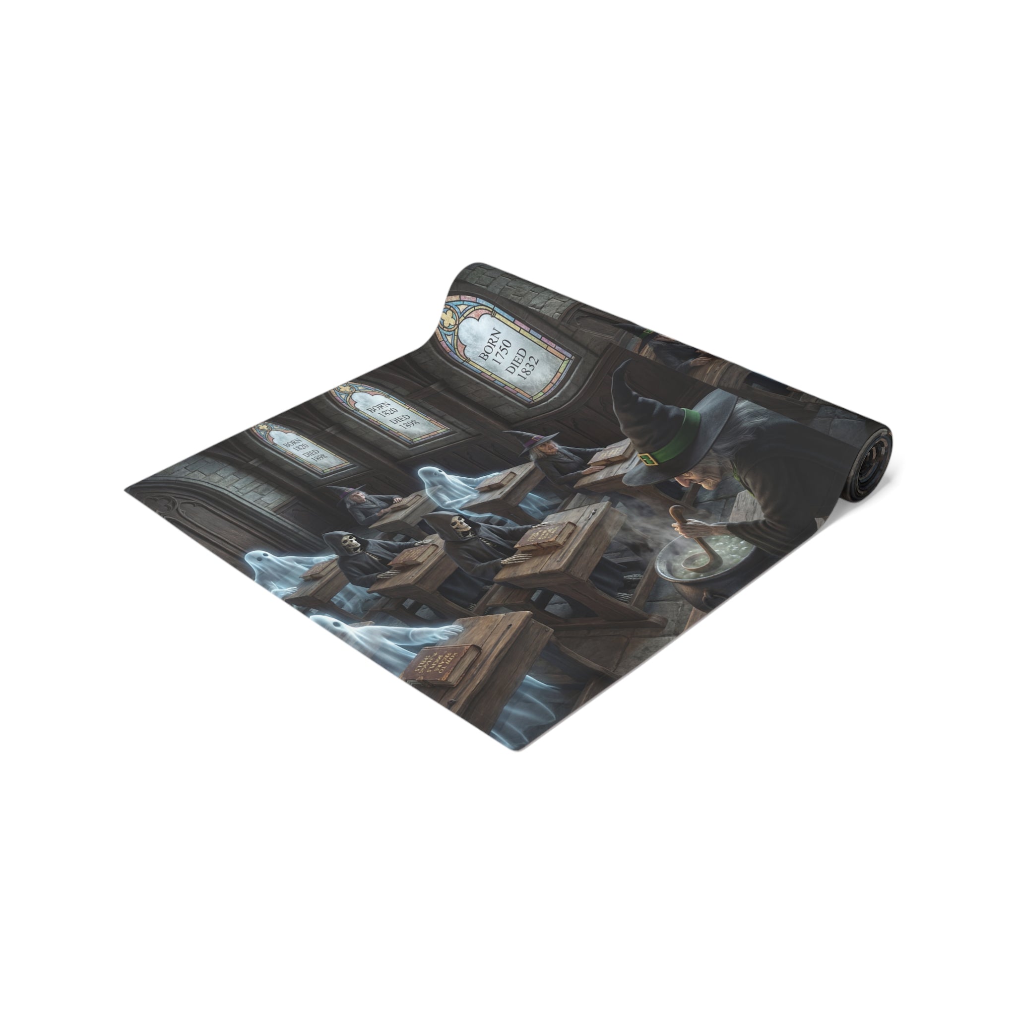 Haunted School Room Scene Table Runner | Halloween Gothic Decor