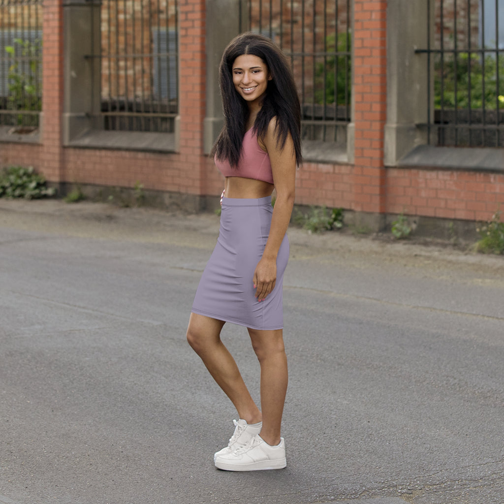 Solid Lavender Pencil Skirt | Mid-Waist Skirt