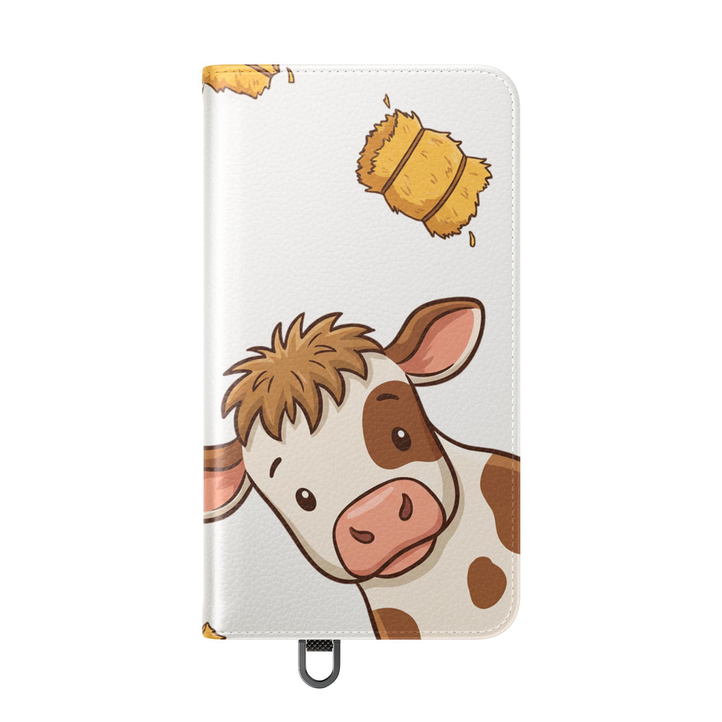 Cow & Hay Pattern Flip Case/ Cute Farm Animal Phone Wallet