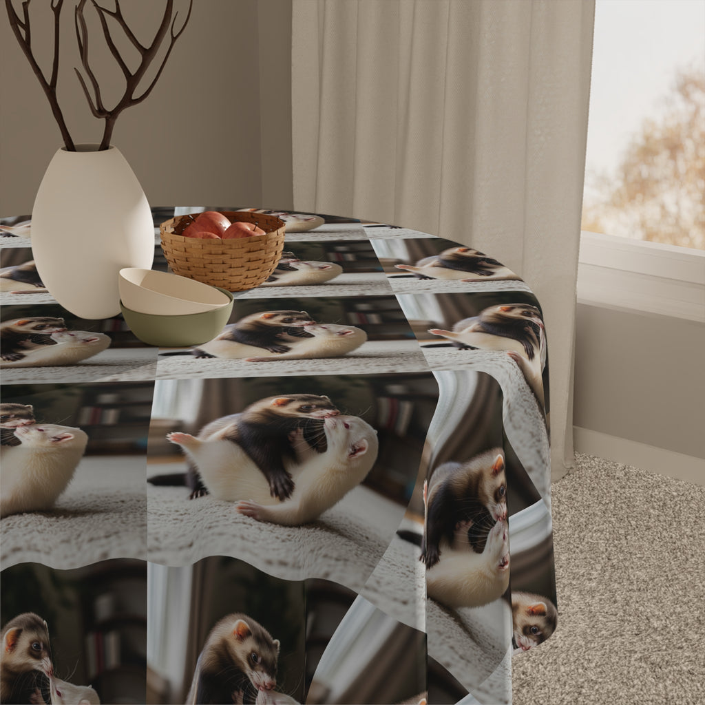 Cozy Ferret Pattern Tablecloth / Cute Repeating Ferret Print