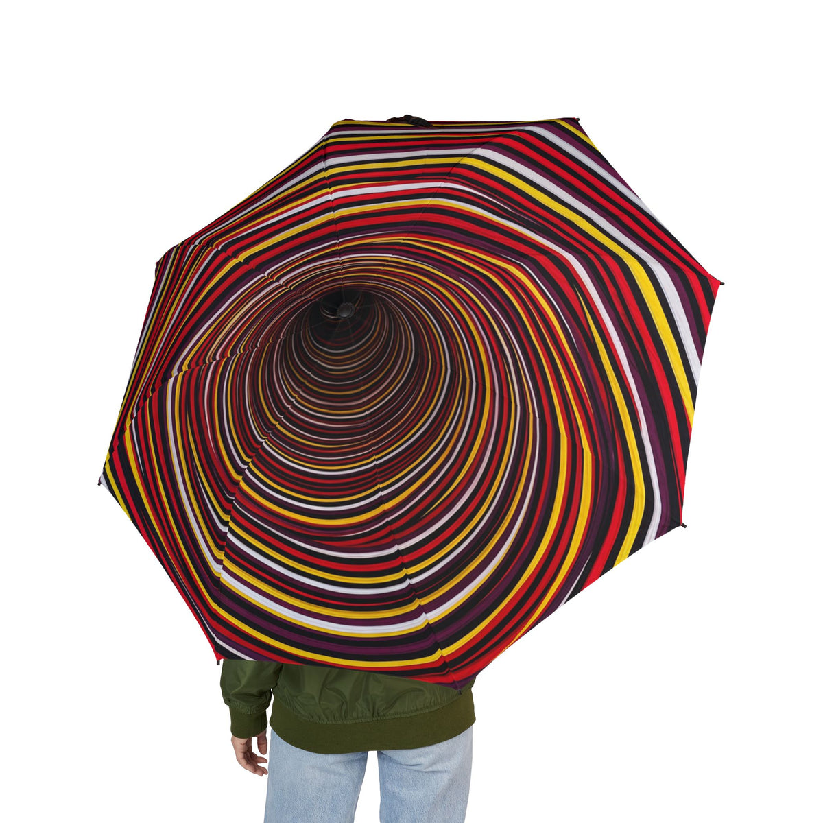 Spiral Stripe Pattern Umbrella | Red Yellow Swirl Foldable Umbrella
