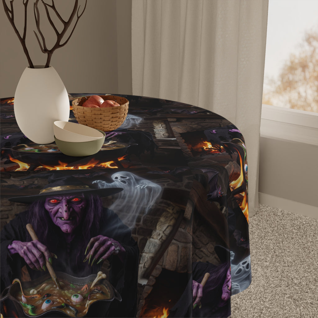 Halloween Witch Cauldron Tablecloth / Spooky Haunted Dinner Party Decor
