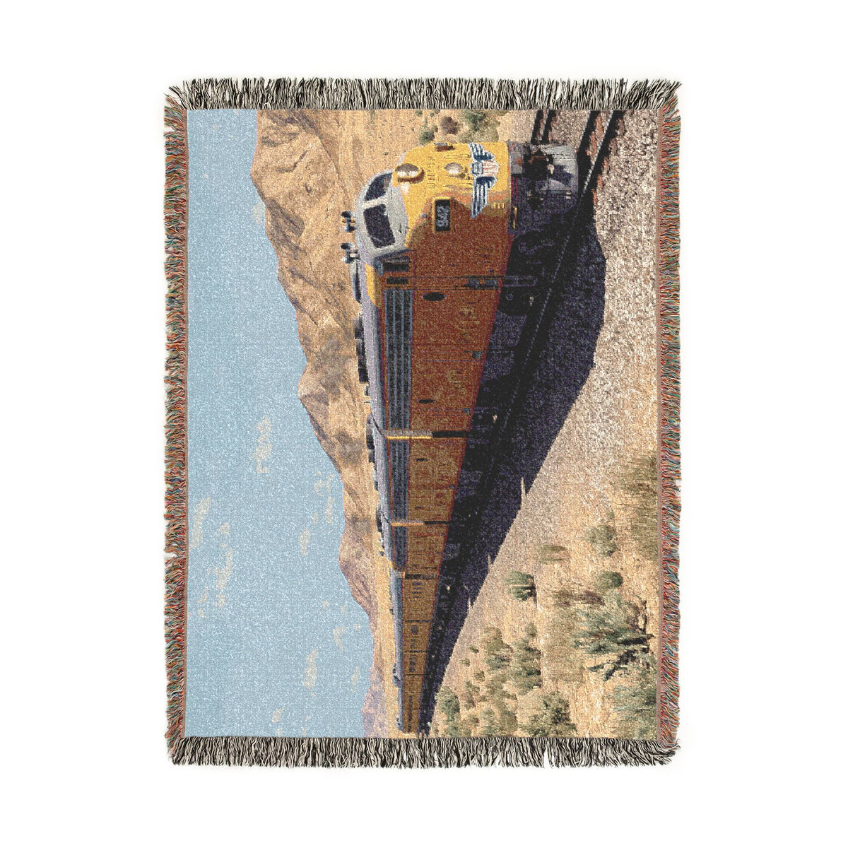 Vintage Streamlined Train Woven Blanket | Desert Locomotive Throw
