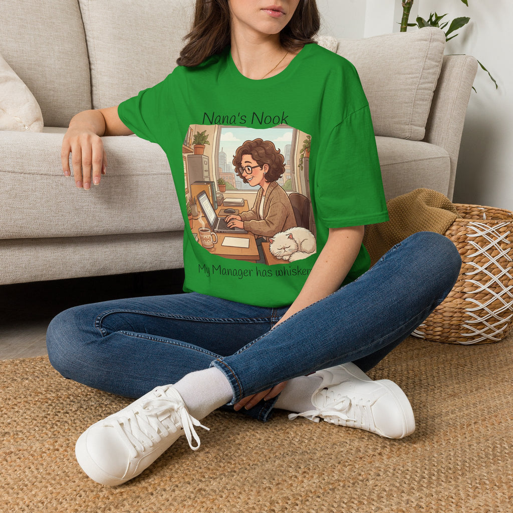 T-Shirt / "Nana's Nook: My Manager Has Whiskers" Cozy Grandma Cat Lover Tee