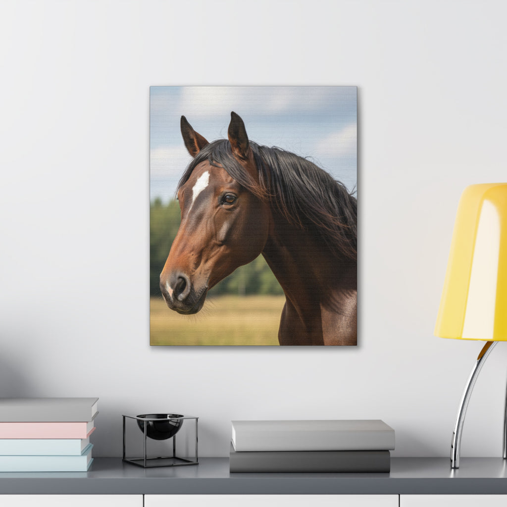 Bay Horse Portrait Canvas Print / Wall Art for Equestrian Lovers