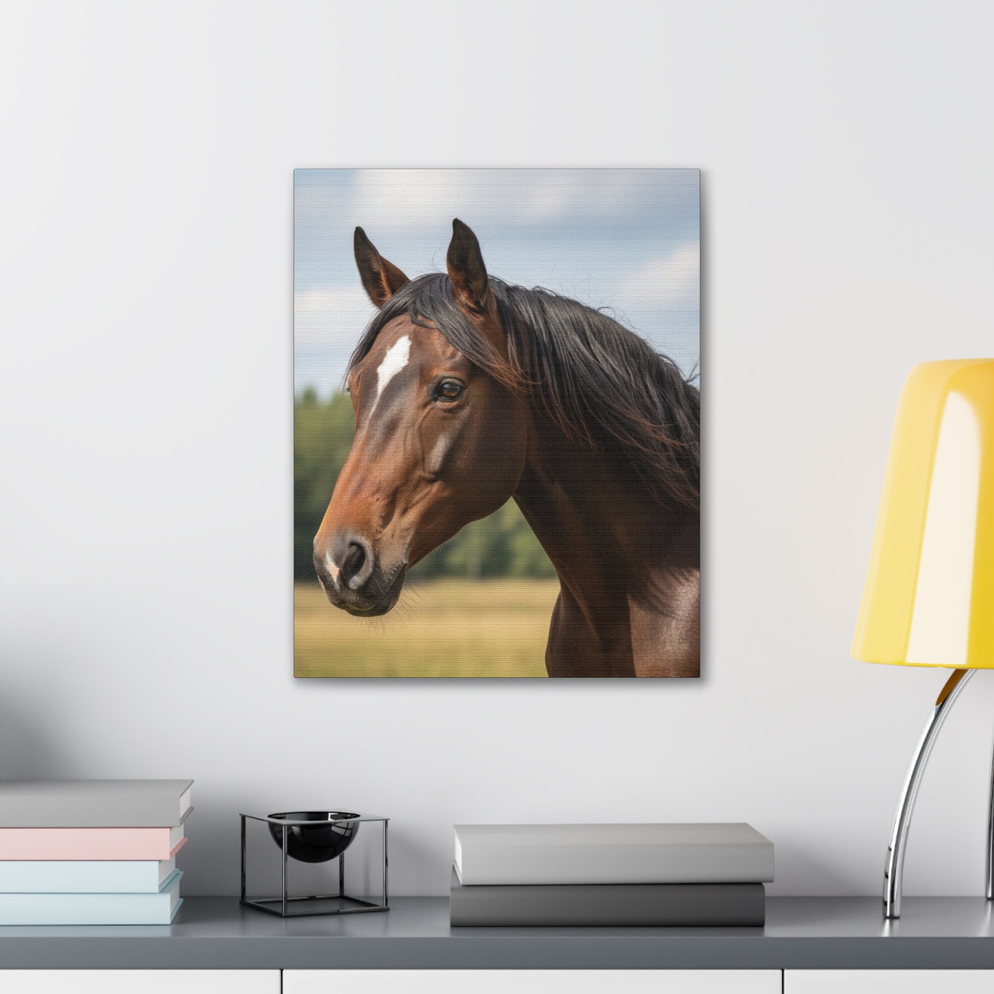 Bay Horse Portrait Canvas Print / Wall Art for Equestrian Lovers