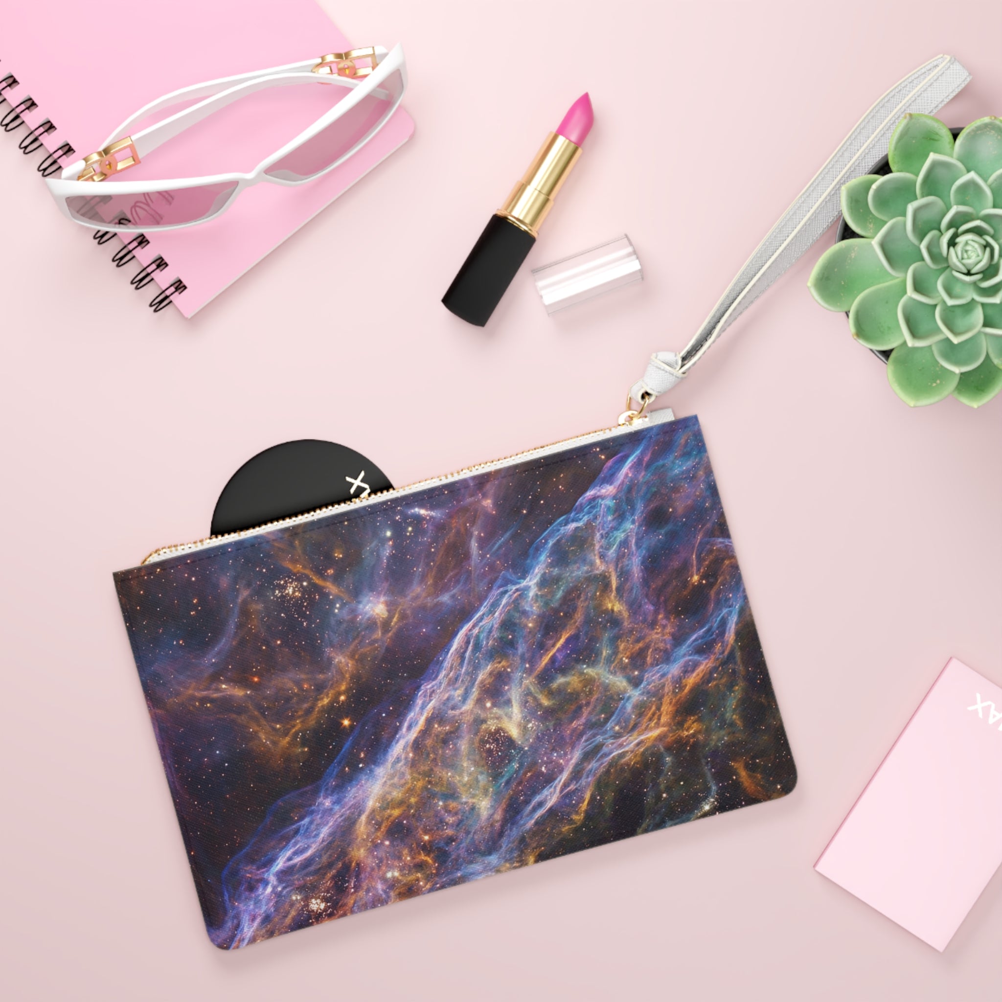 Galaxy Nebula Clutch Bag / Cosmic Space Print Wristlet