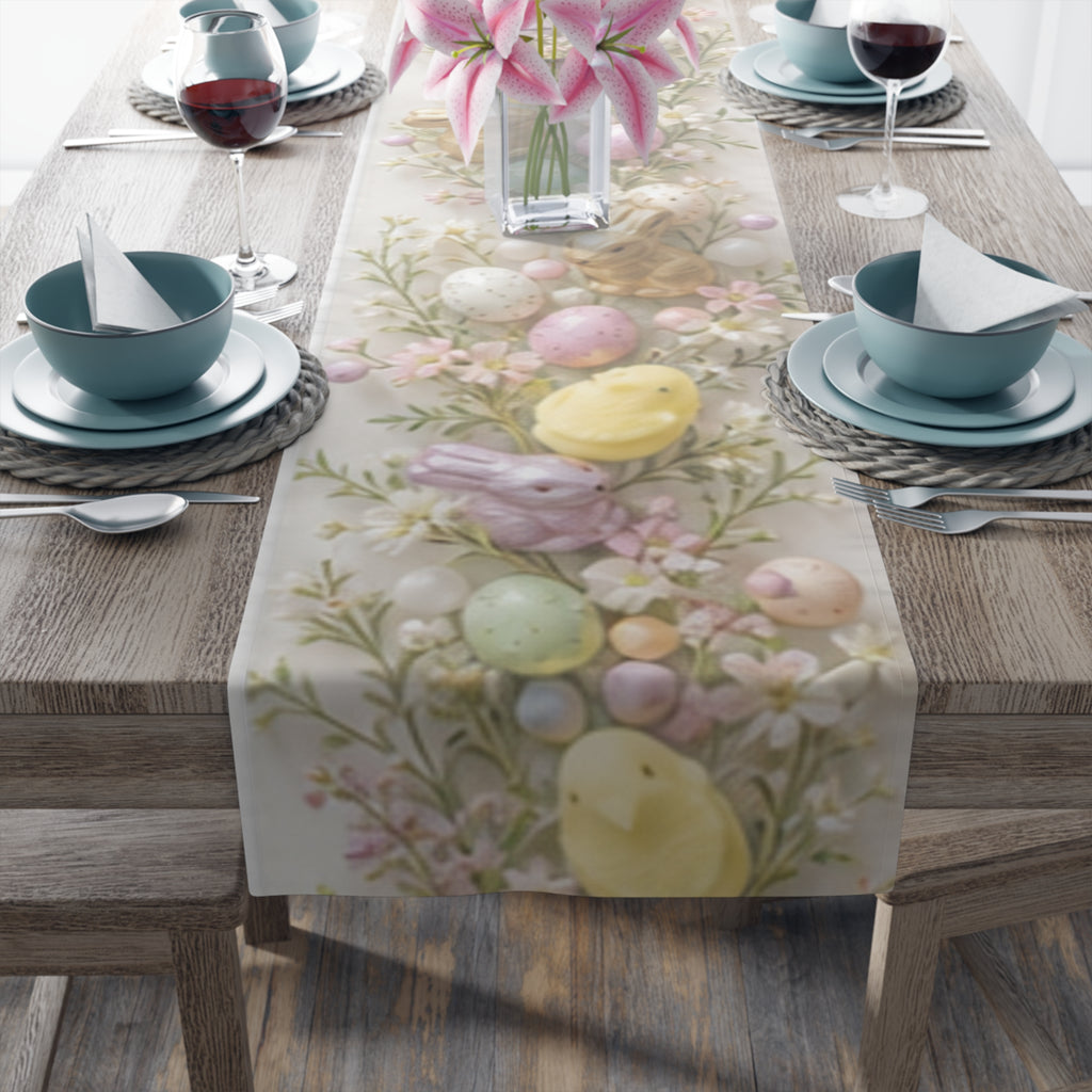 Table Runner Easter Bunny and Pastel Eggs\Spring Floral Cotton