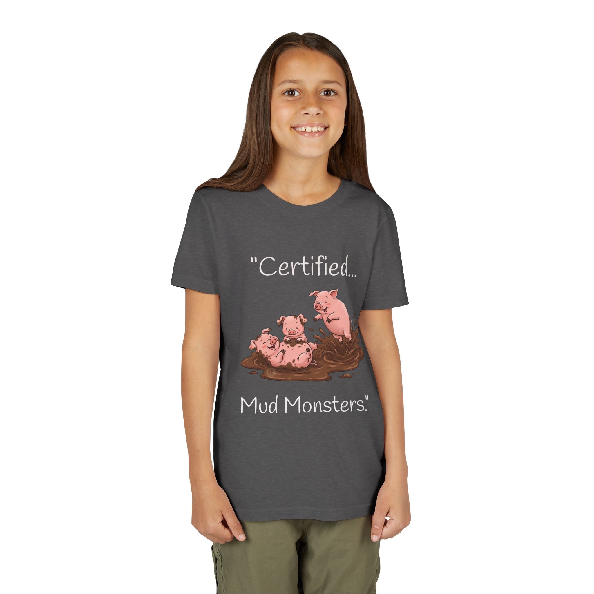 Youth Tee / "Certified Mud Monsters" Playful Piglets Graphic