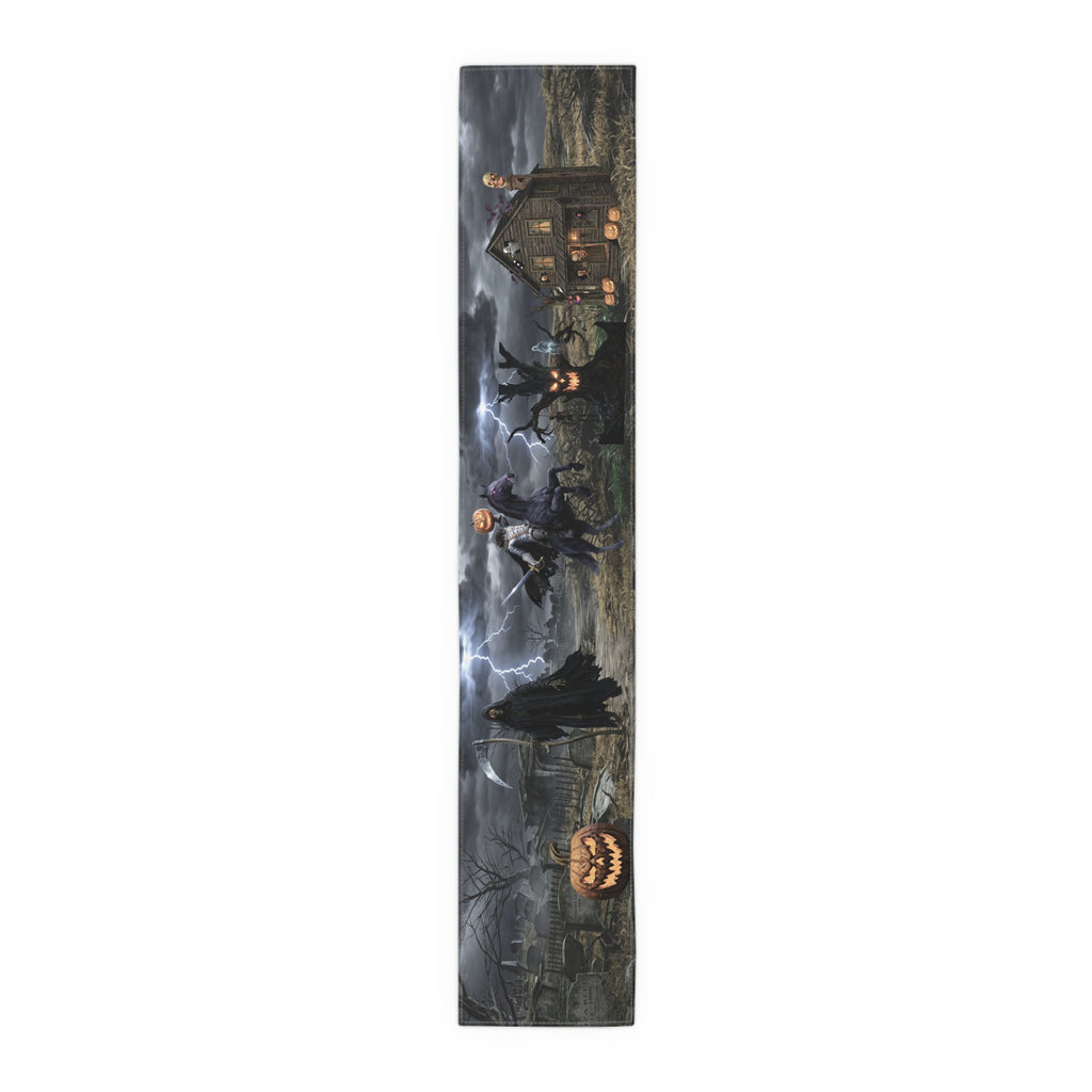Haunted Graveyard Table Runner — Spooky Halloween Haunted House & Jack-o’-Lantern Décor