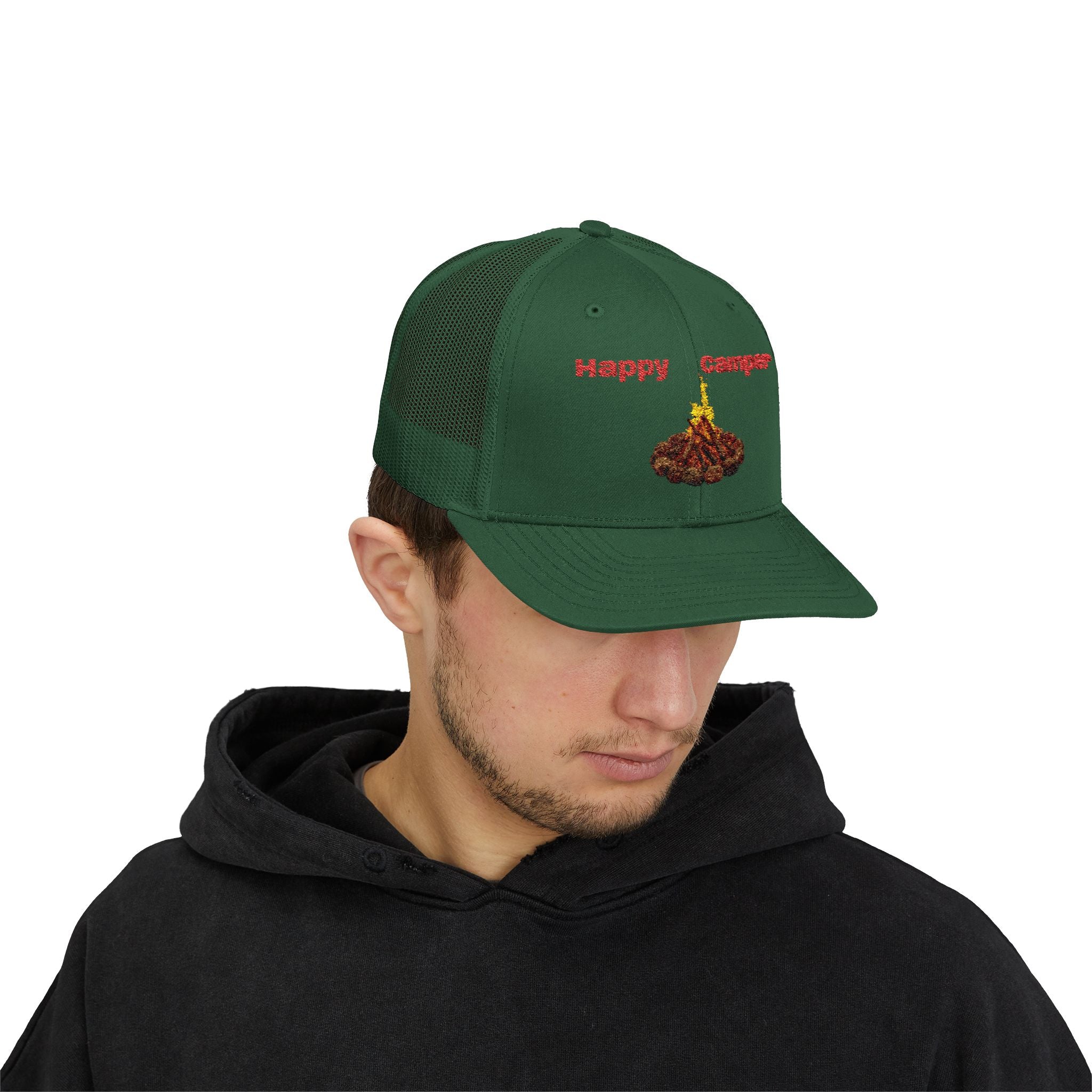 Happy Camper campfire Embroidered Snapback Cap | Trucker hat