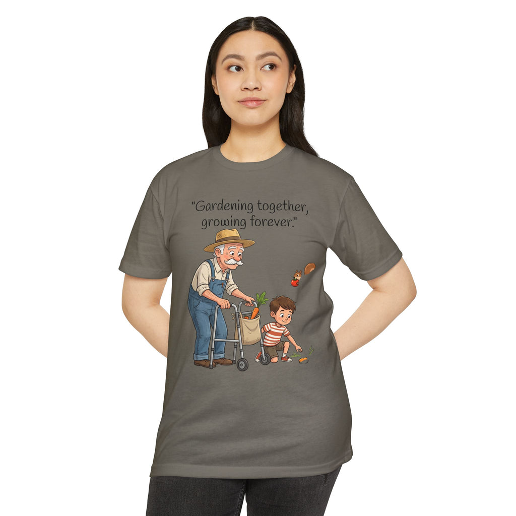 Gardening Together T-Shirt — "Gardening together, growing forever." Grandparent & Child Garden Tee