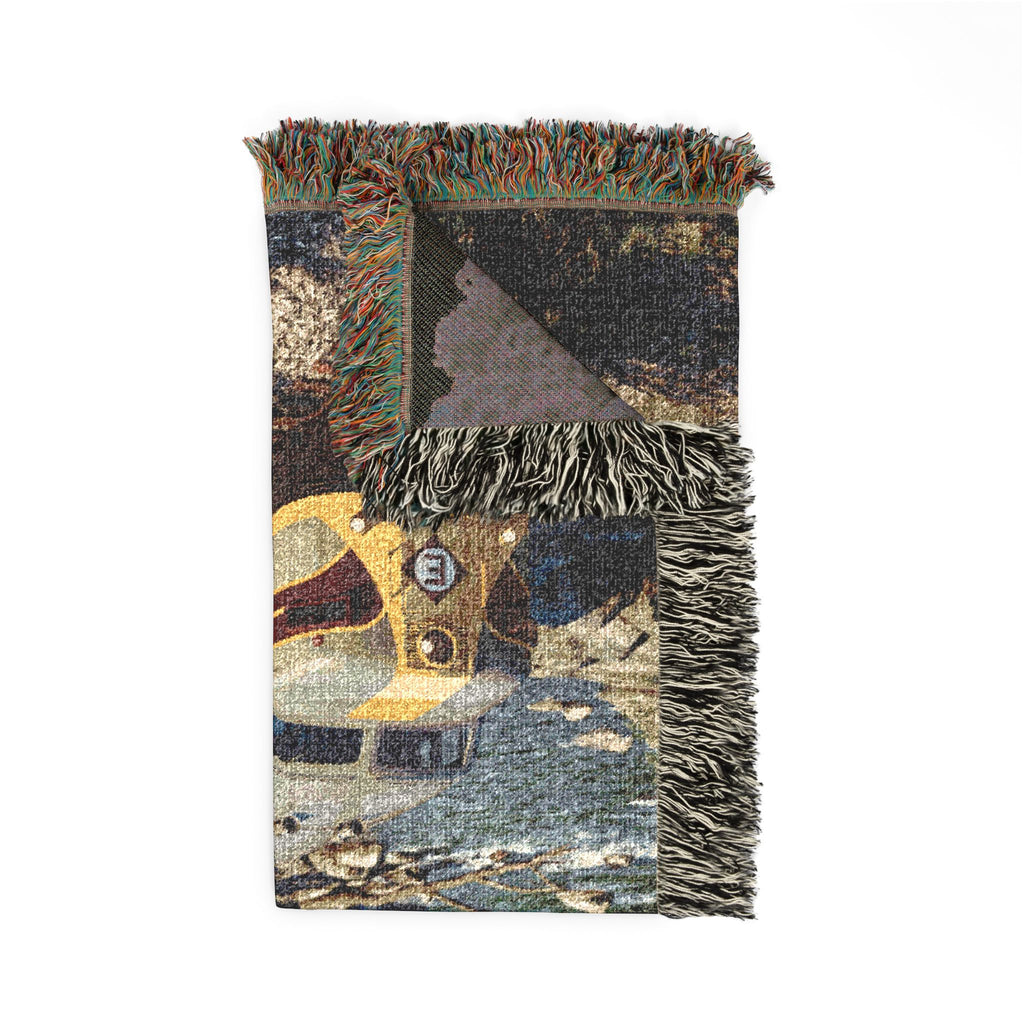 Vintage Passenger Train Woven Blanket | Scenic Rail Landscape