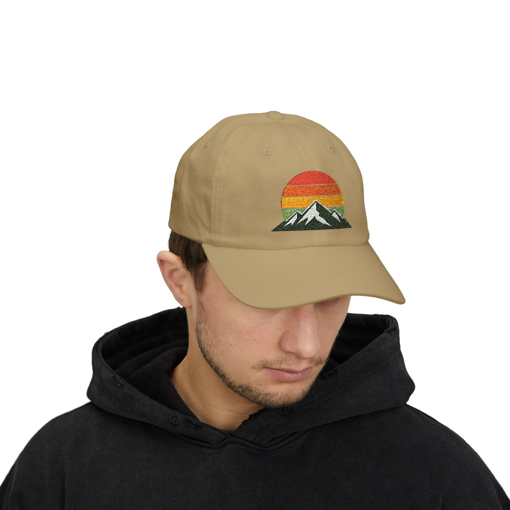 Retro Mountain Sunset Dad Cap | Embroidered Mountain Hat